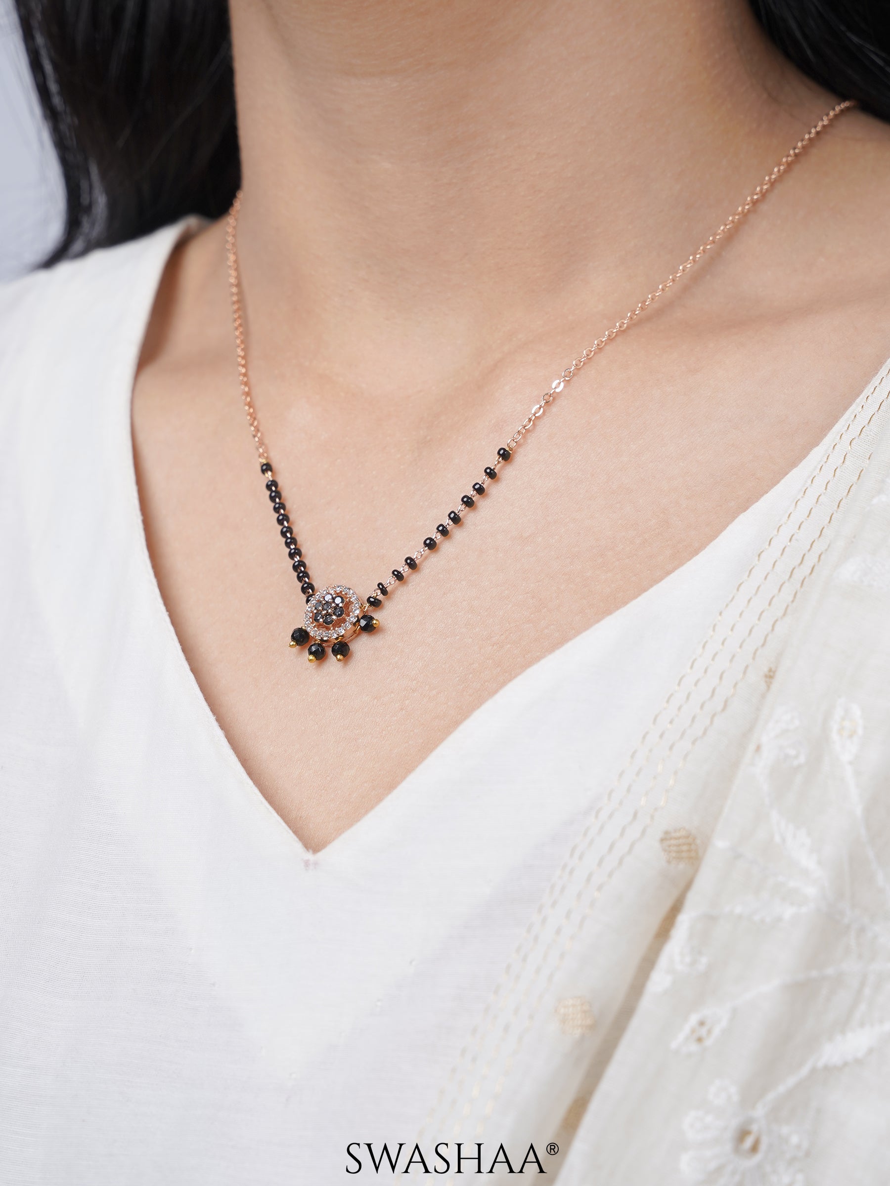 Dityaa Rosegold Plated Pendant Mangalsutra