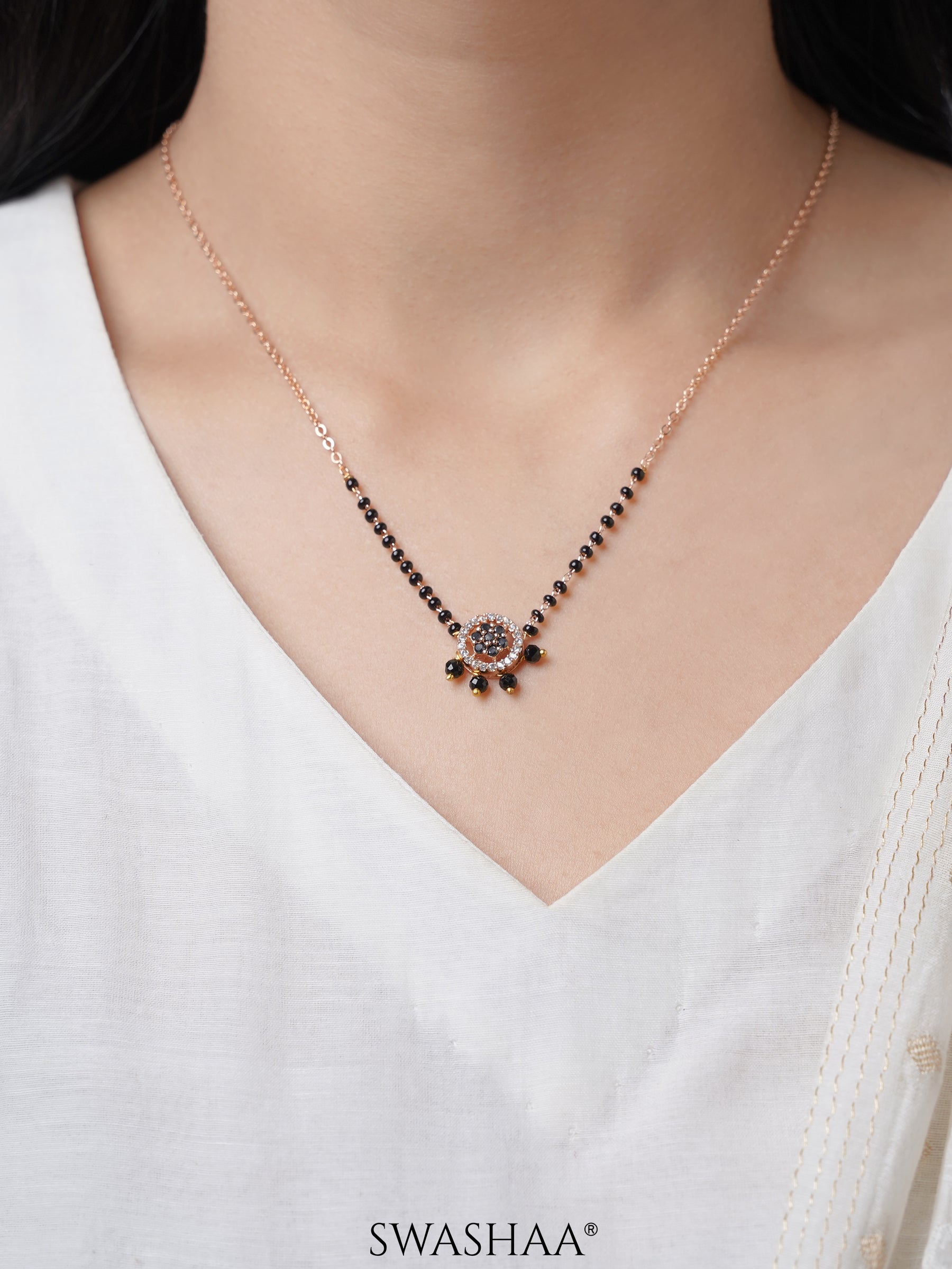 Dityaa Rosegold Plated Pendant Mangalsutra