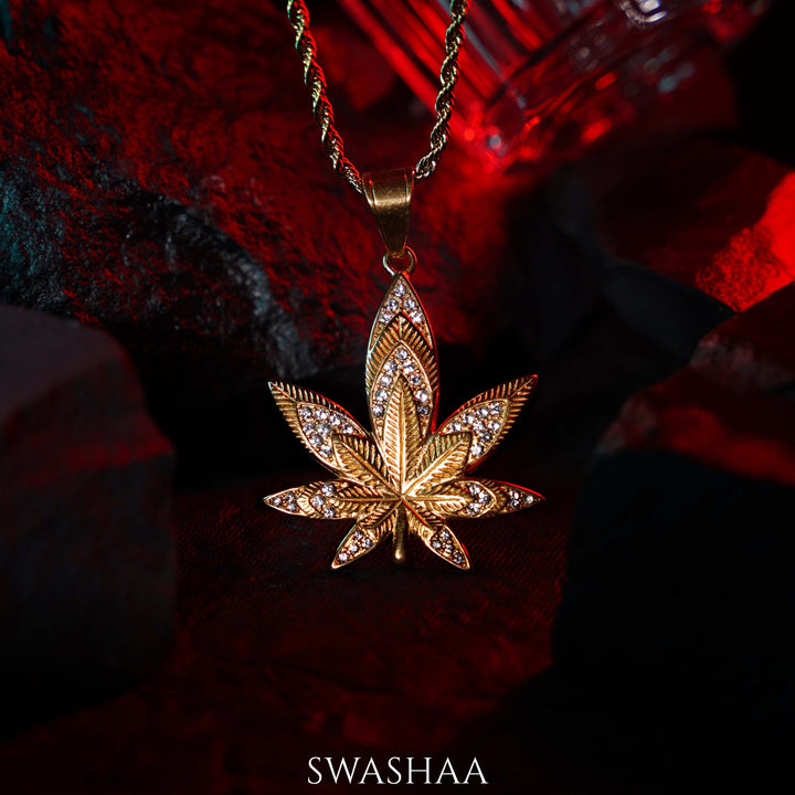 Dope Leaf 18K Gold Plated Men's Chain Pendant