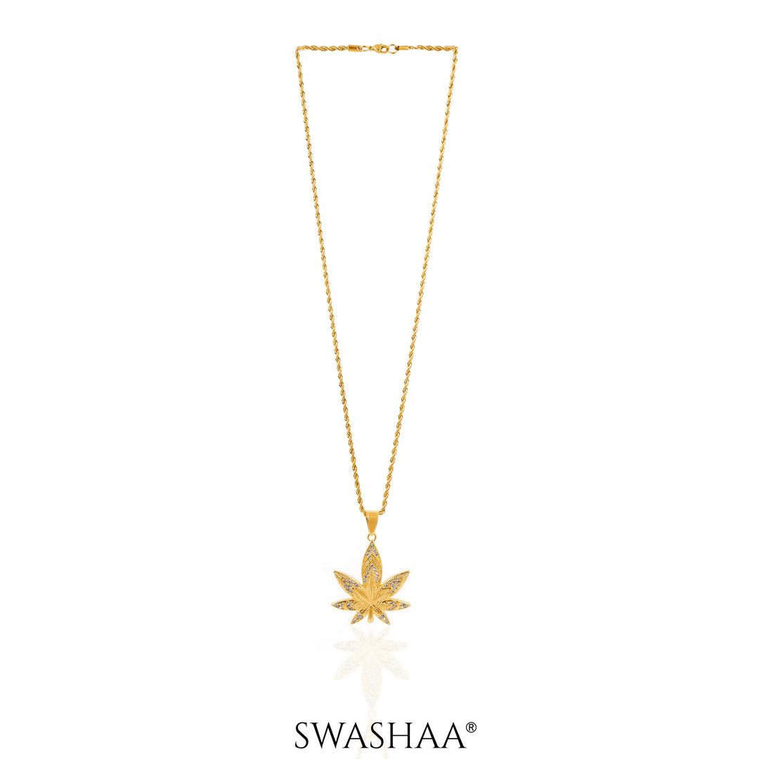 Dope Leaf 18K Gold Plated Men's Chain Pendant