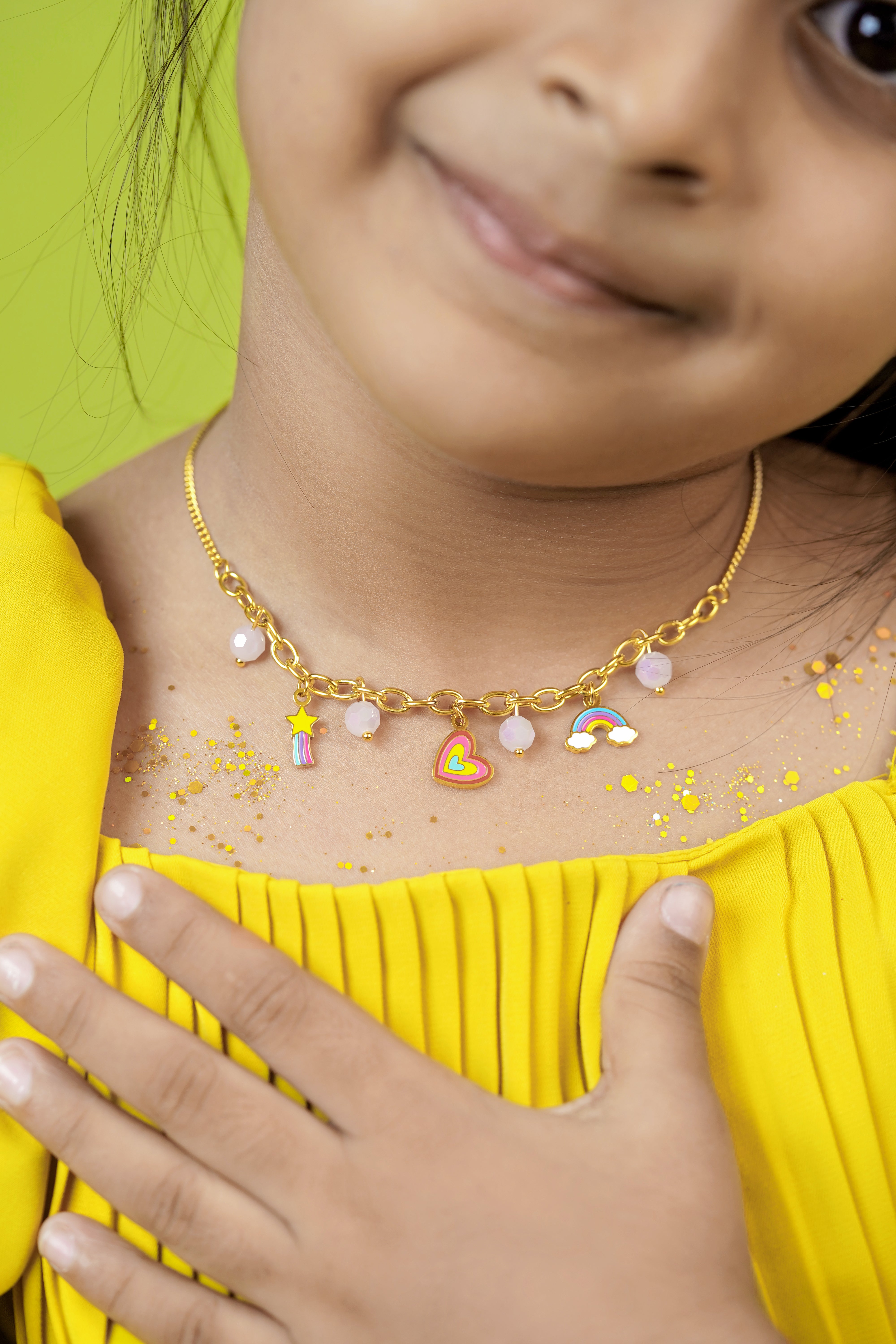 Dora, Rainbow, Star Charms 18K Gold Plated Kid's Necklace