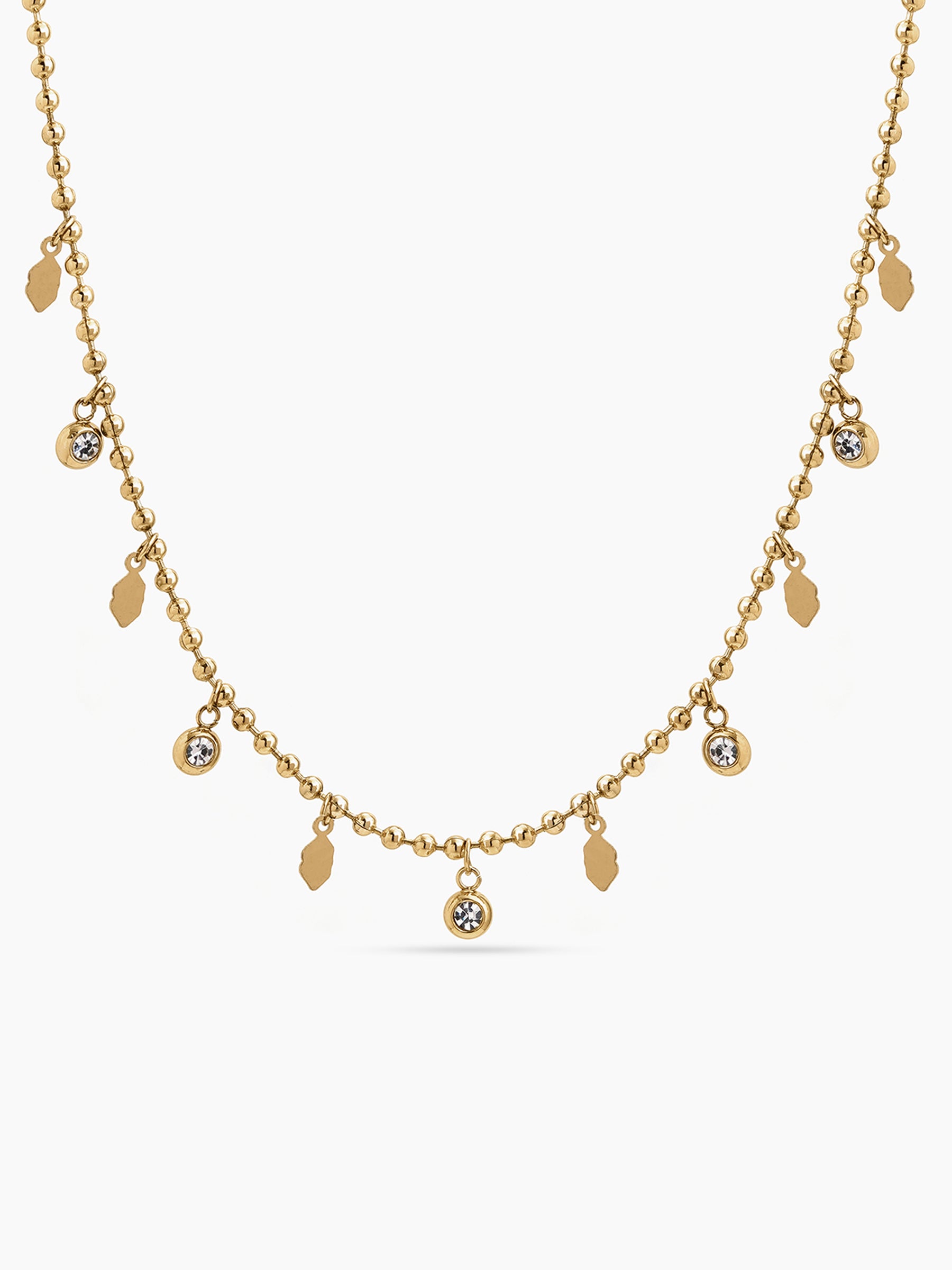 Dovelle Beaded Diamond Charms 18K Gold Plated Women's Chain Pendant Necklaces