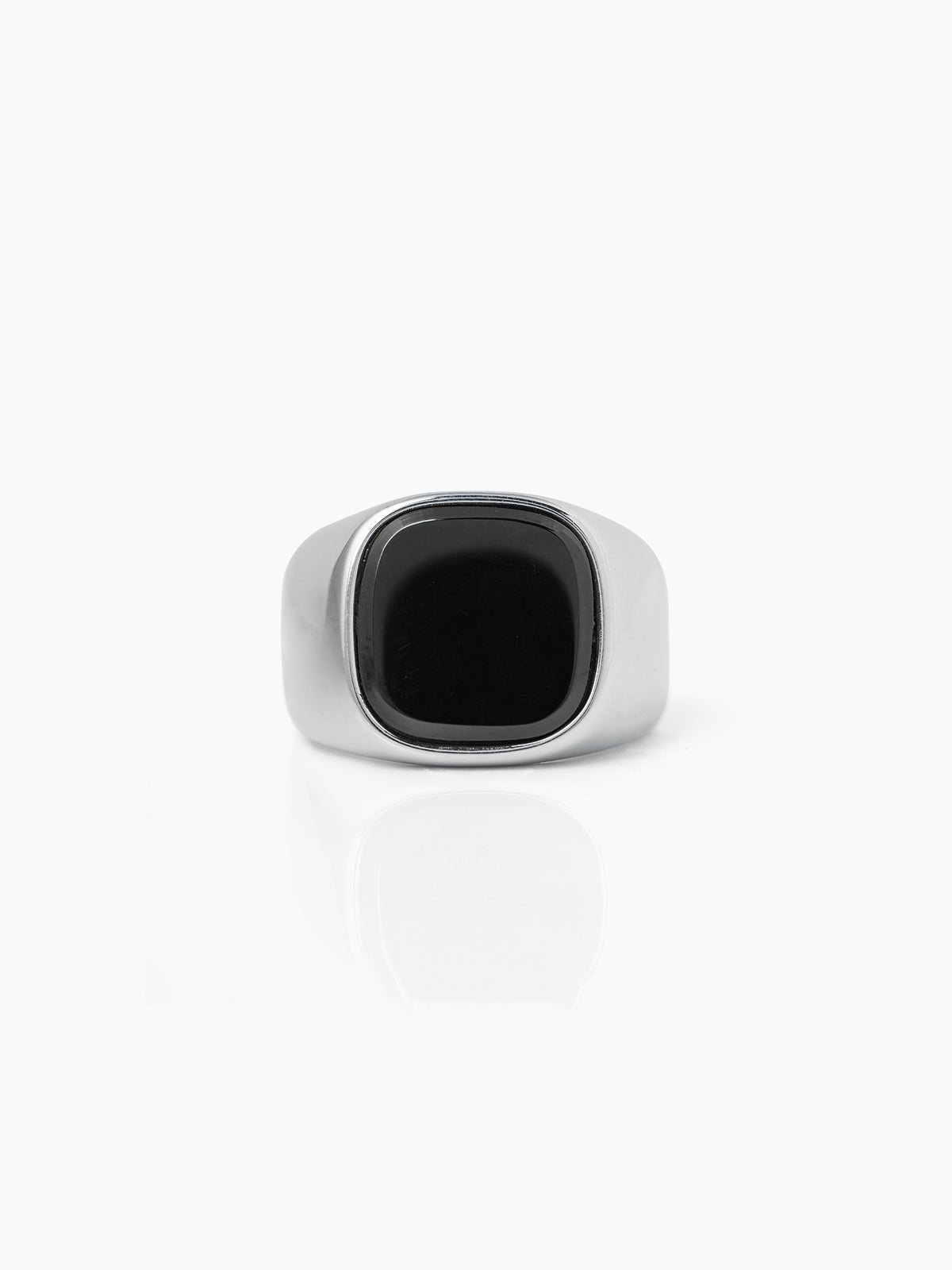 Drax Square Black Silver Signet Men's Ring