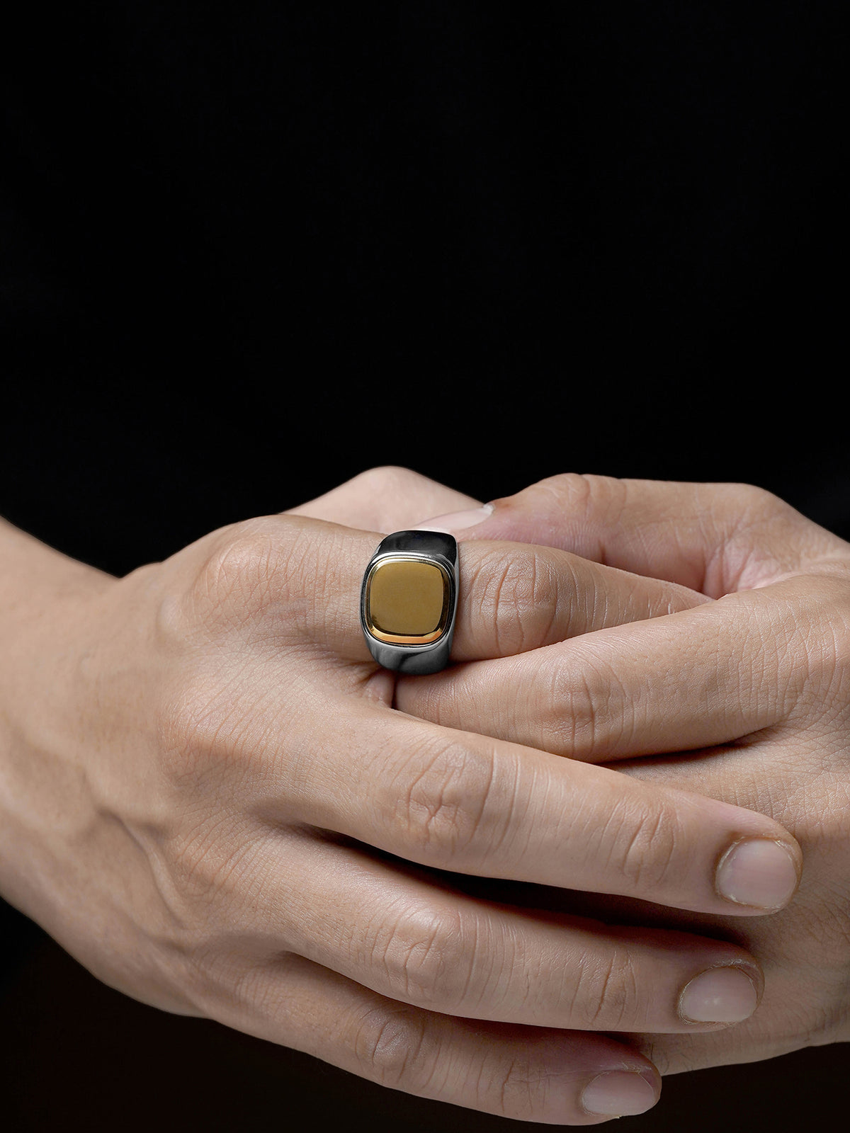Drax Square Gold Silver Signet Men's Ring