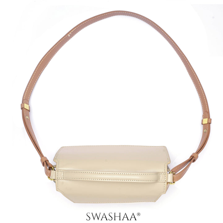 Drea Cream Leather Sling Bag