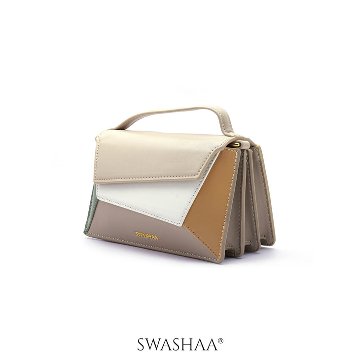 Drea Cream Leather Sling Bag