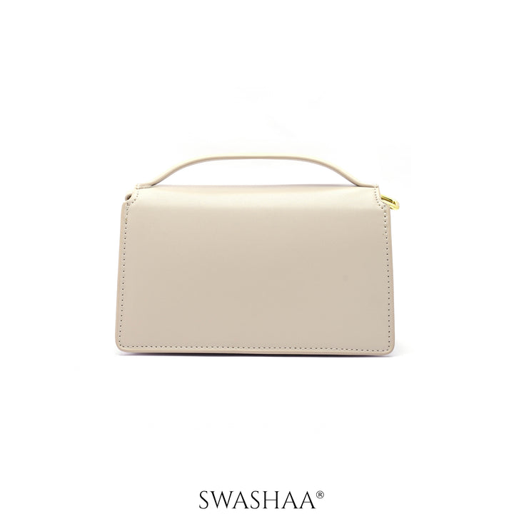 Drea Cream Leather Sling Bag