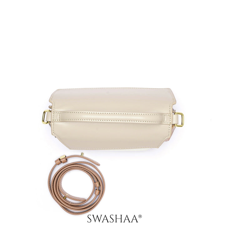 Drea Cream Leather Sling Bag
