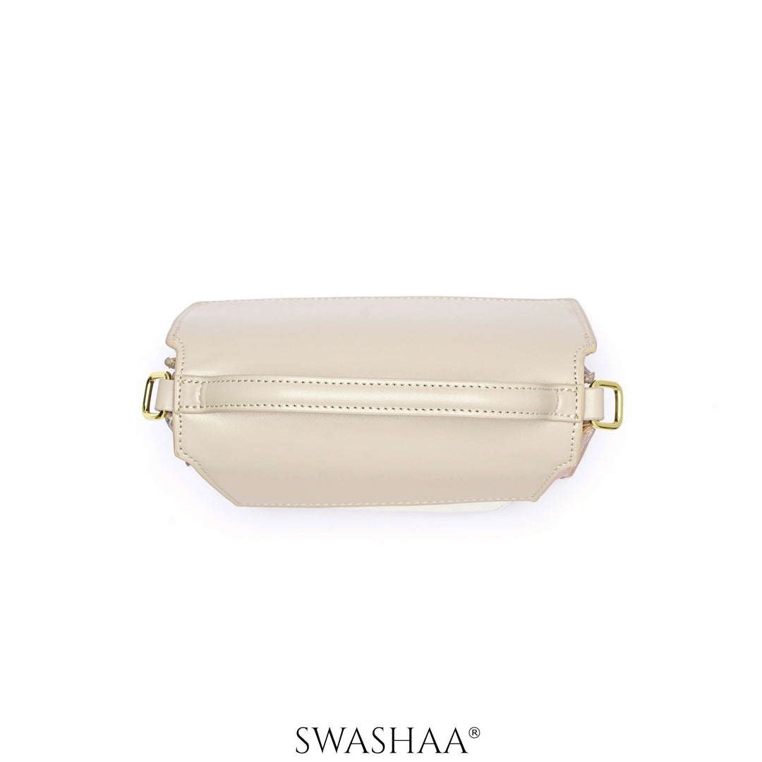 Drea Cream Leather Sling Bag