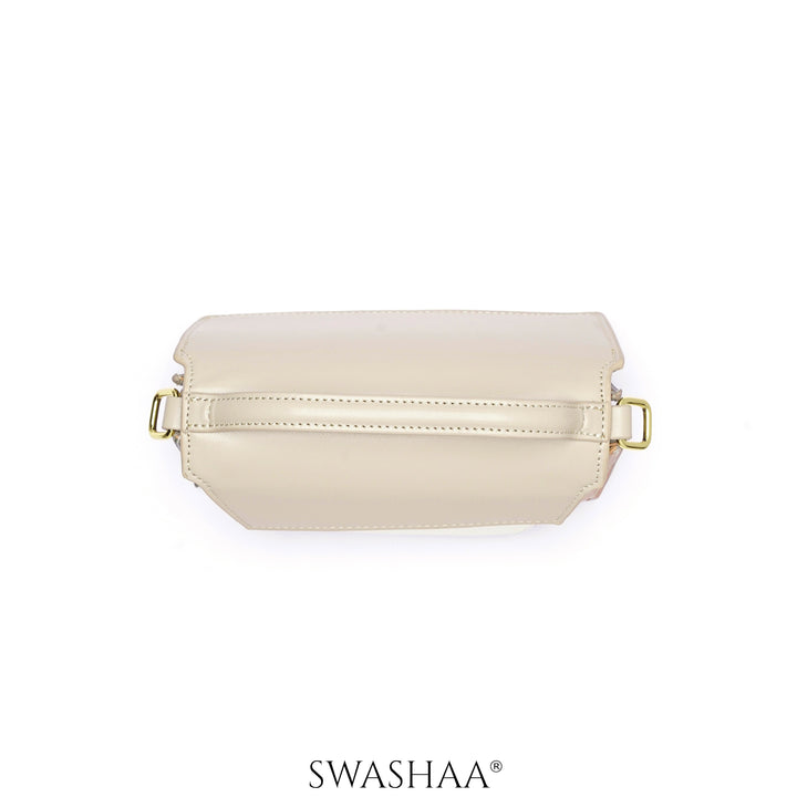 Drea Cream Leather Sling Bag