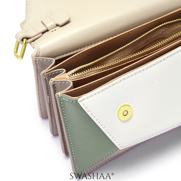 Drea Cream Leather Sling Bag