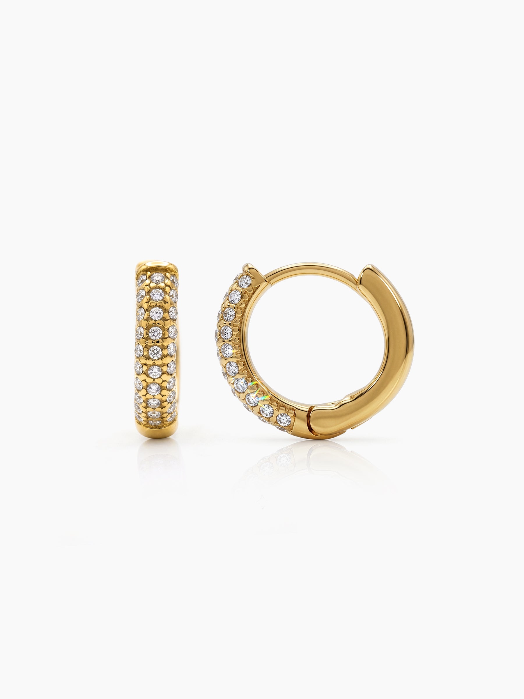 Drevik Diamond Halo 18K Gold Plated Women's Hoop Earrings