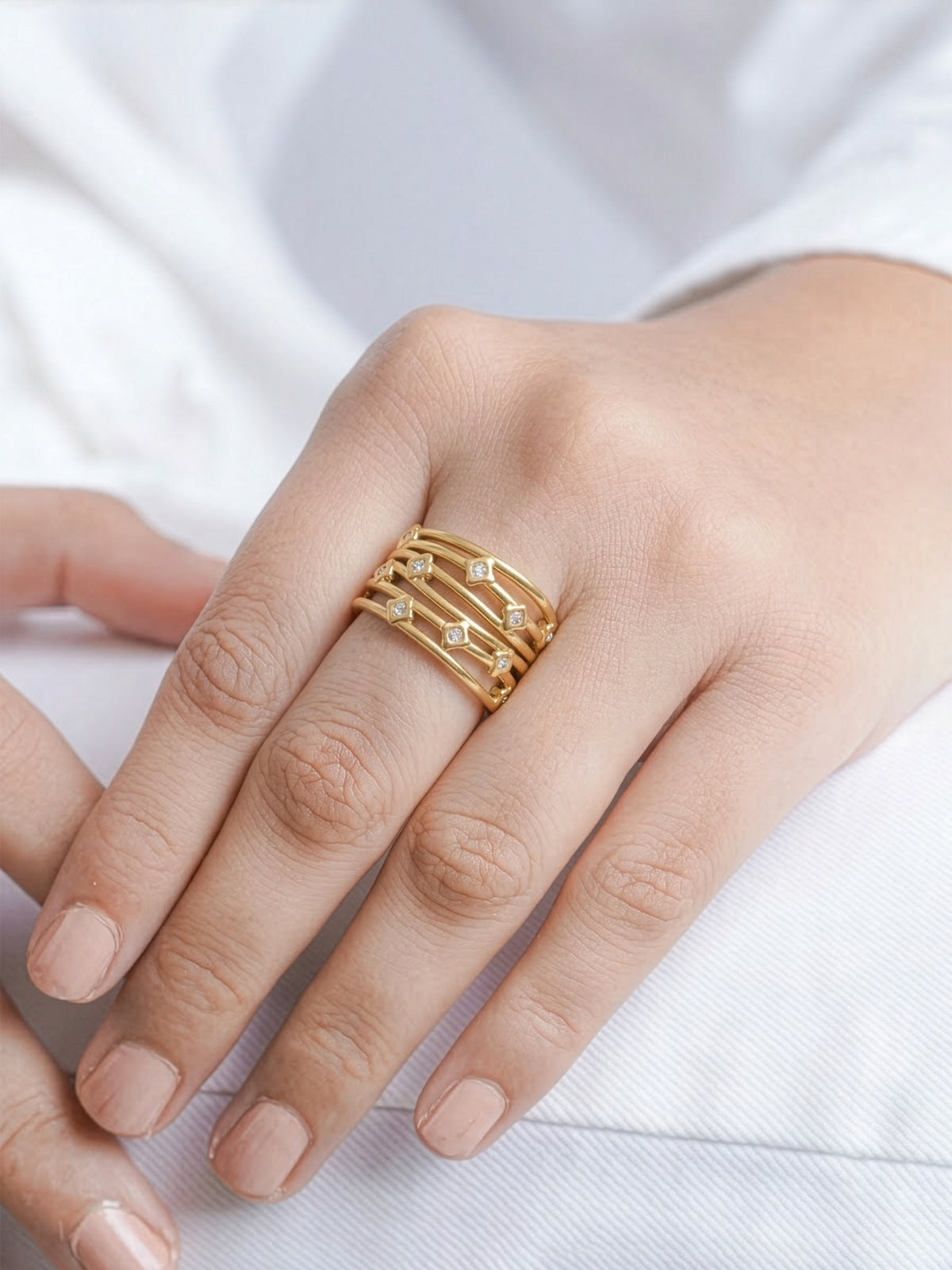 Drusilla Diamond 18K Gold Plated Women's Ring