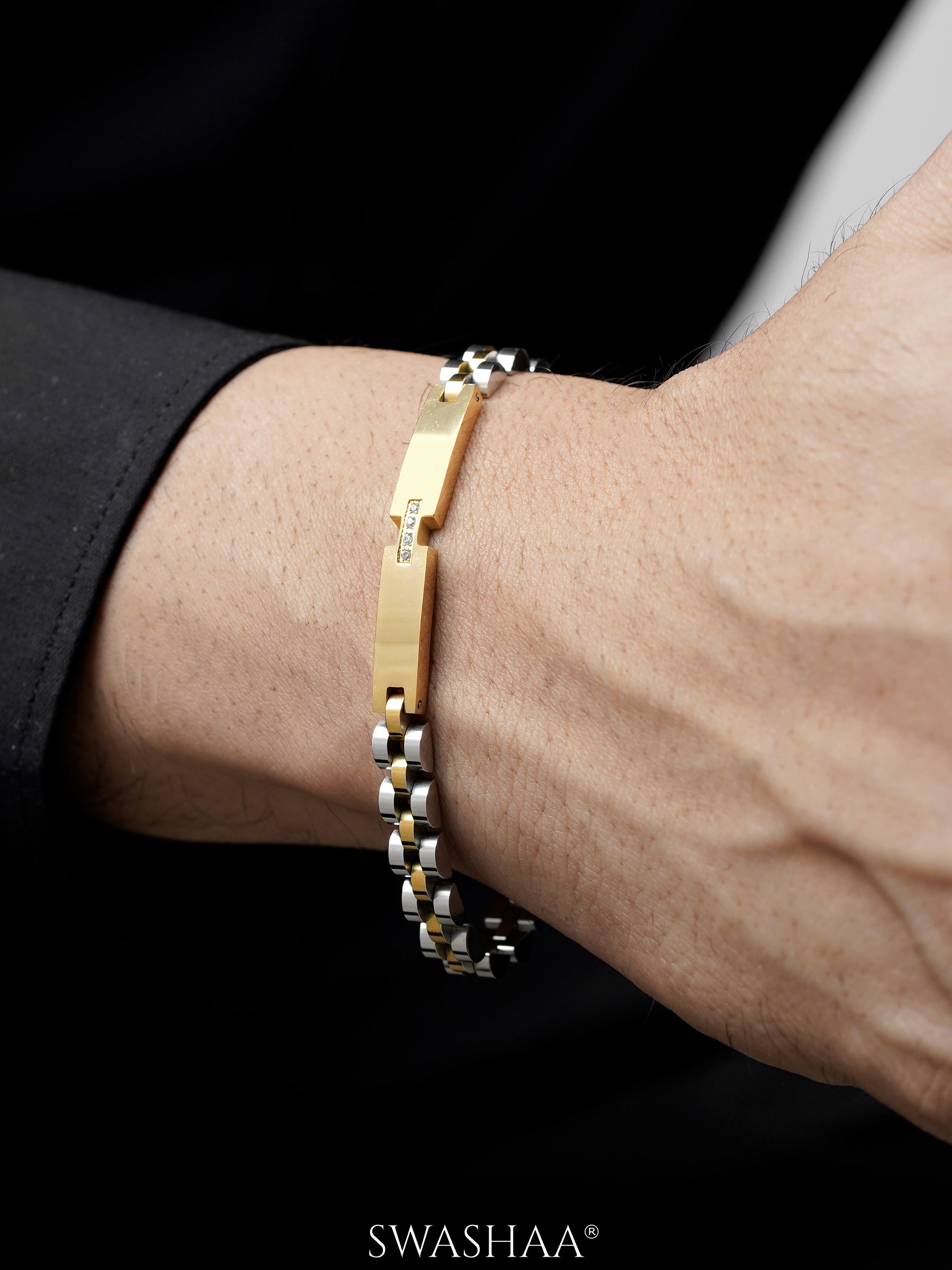 Eagan Two Tone Link Men's Watch Belt Bracelet