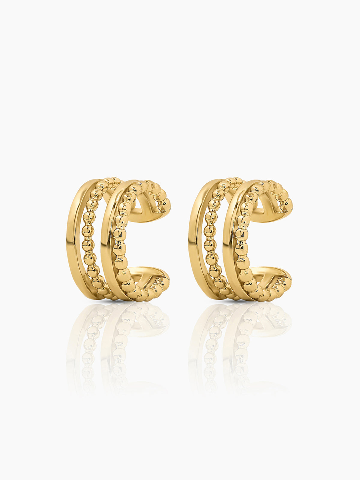 Eiran Multilayered Crafted Bands 18K Gold Plated Ear Cuffs