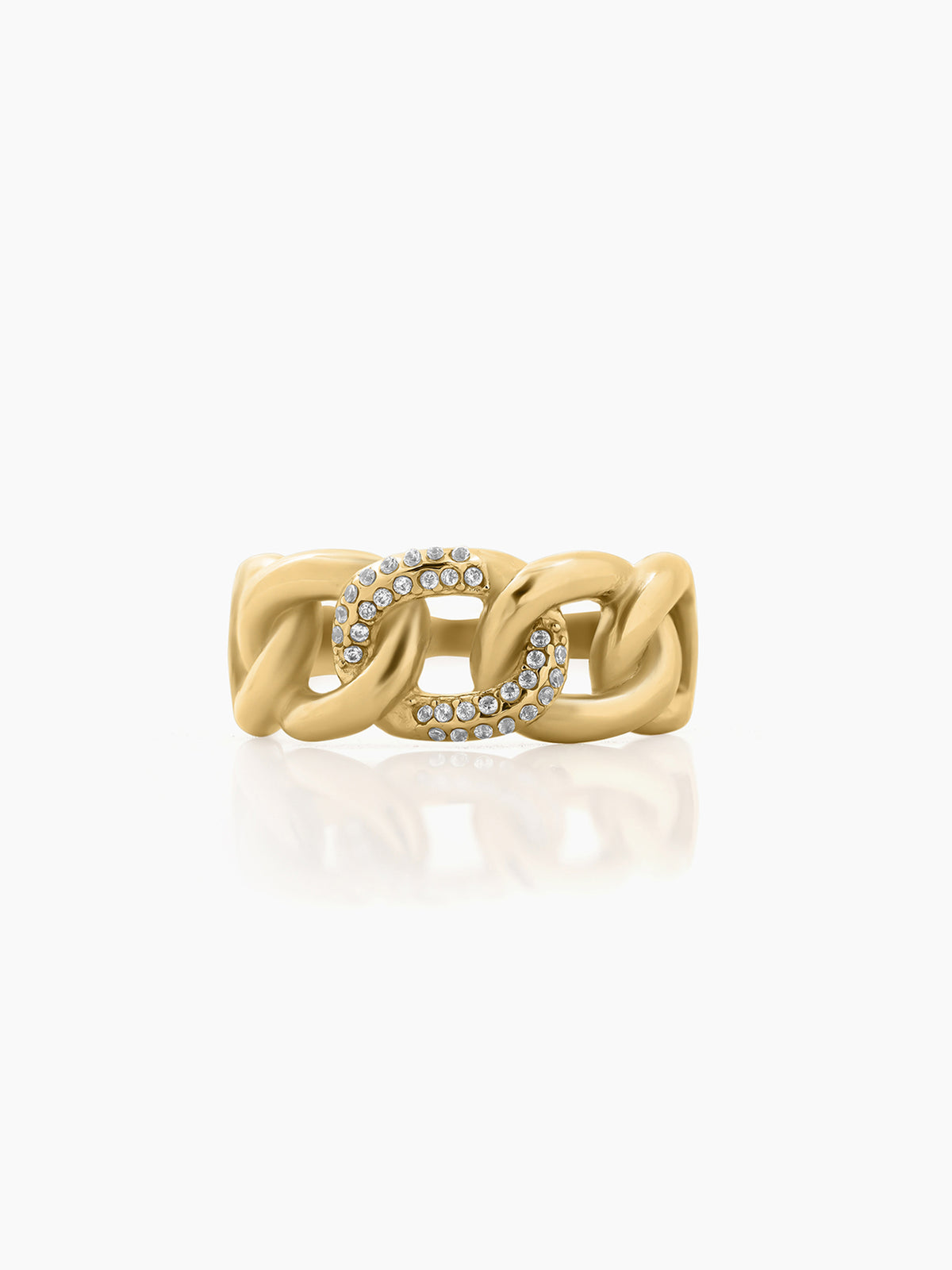 Elani Link Diamond 18K Gold Plated Ring