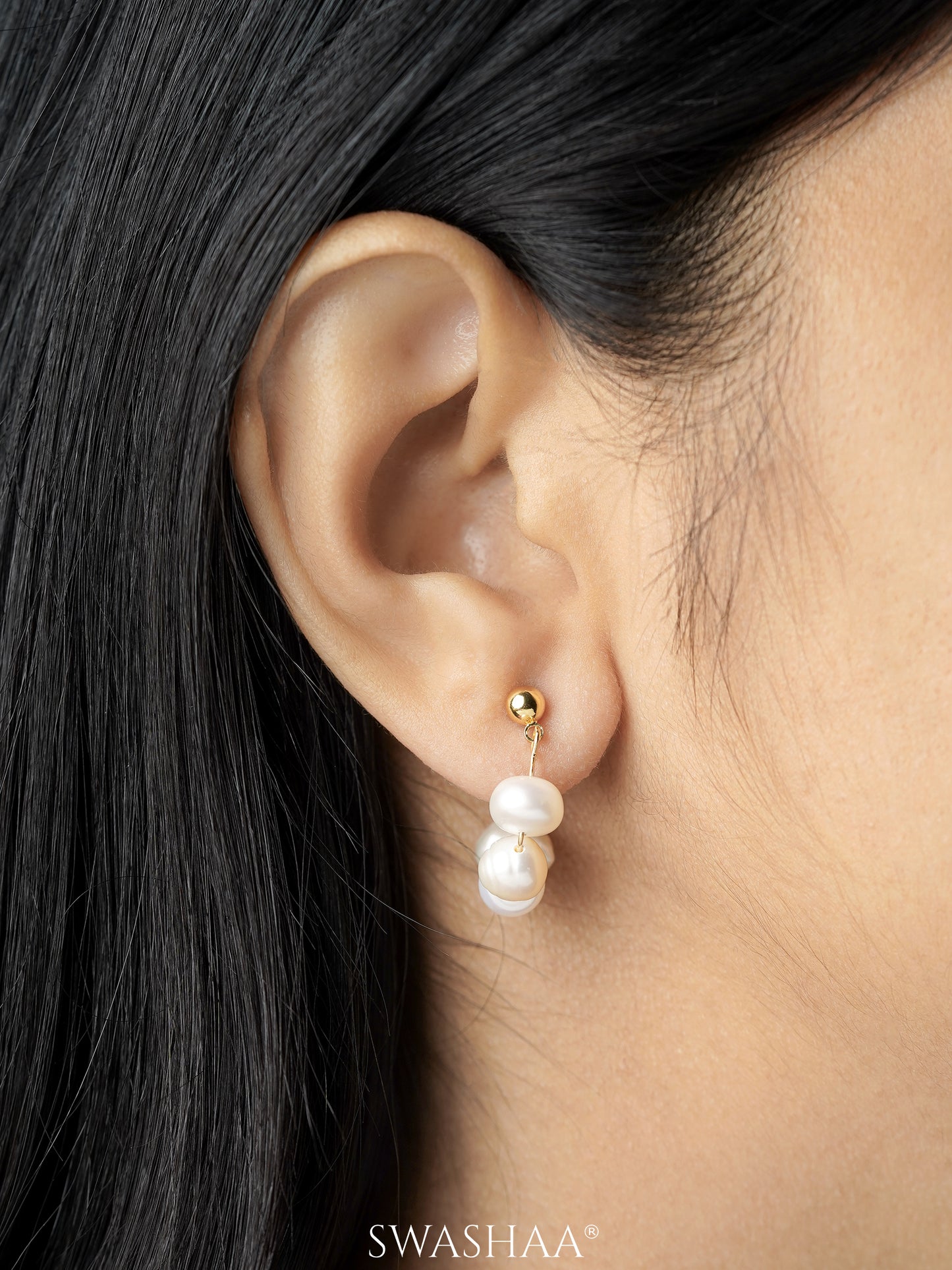 Elara Pearl 18K Gold Plated Hoop Earrings