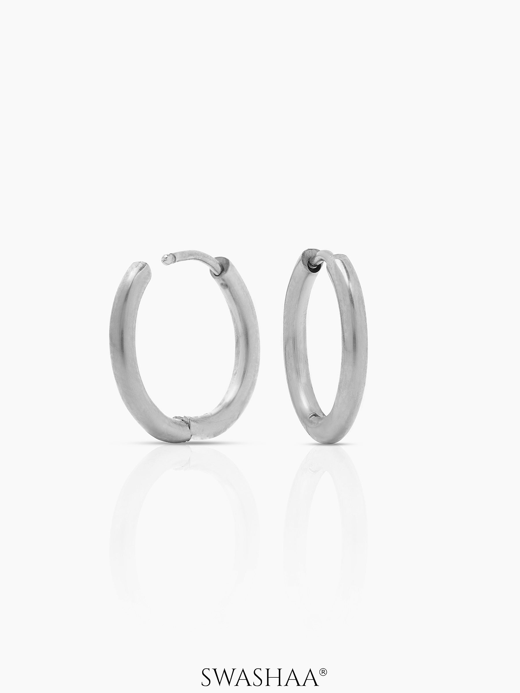 Elco Slver Men's Hoop Earrings