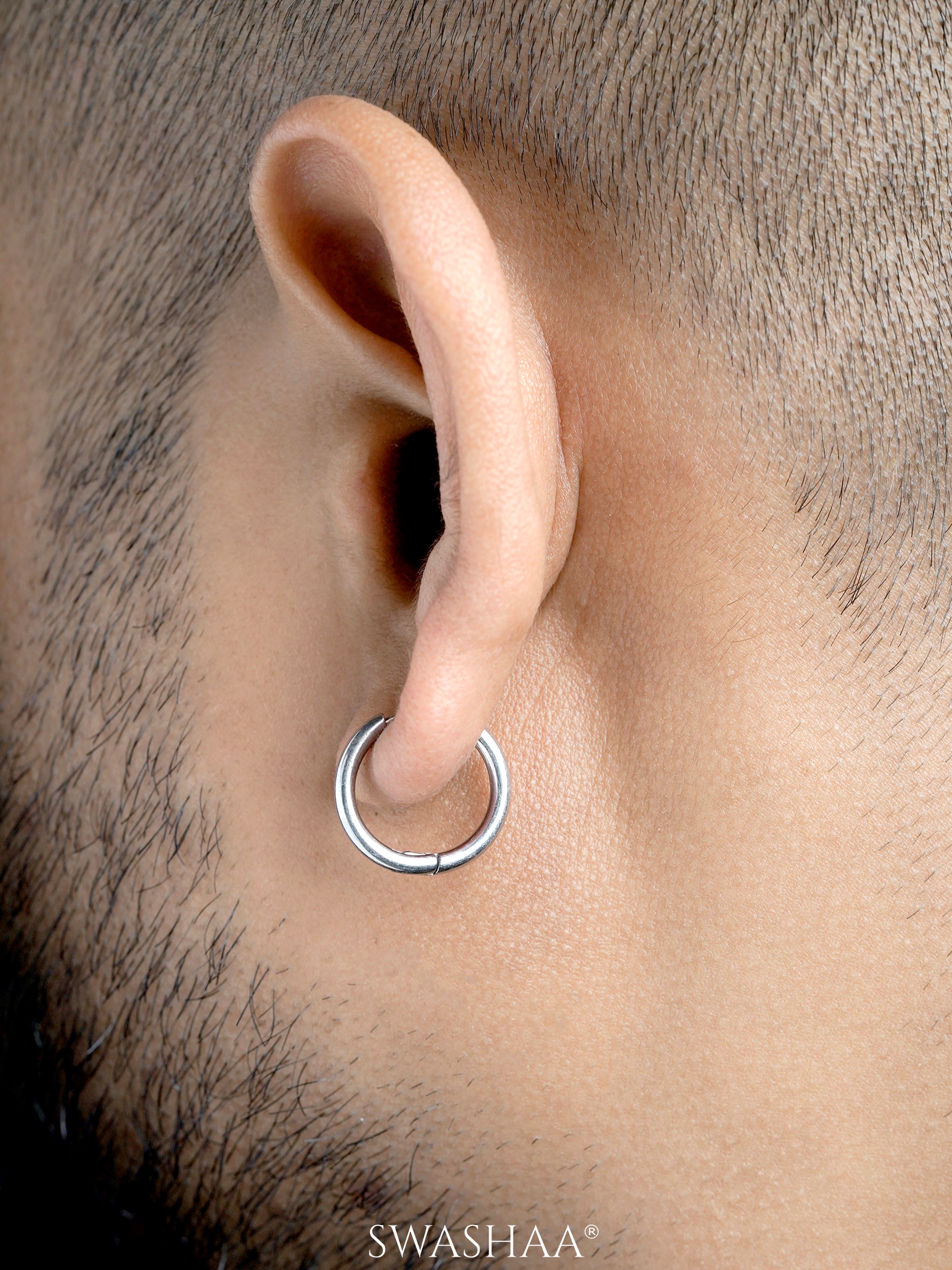 Elco Slver Men's Hoop Earrings