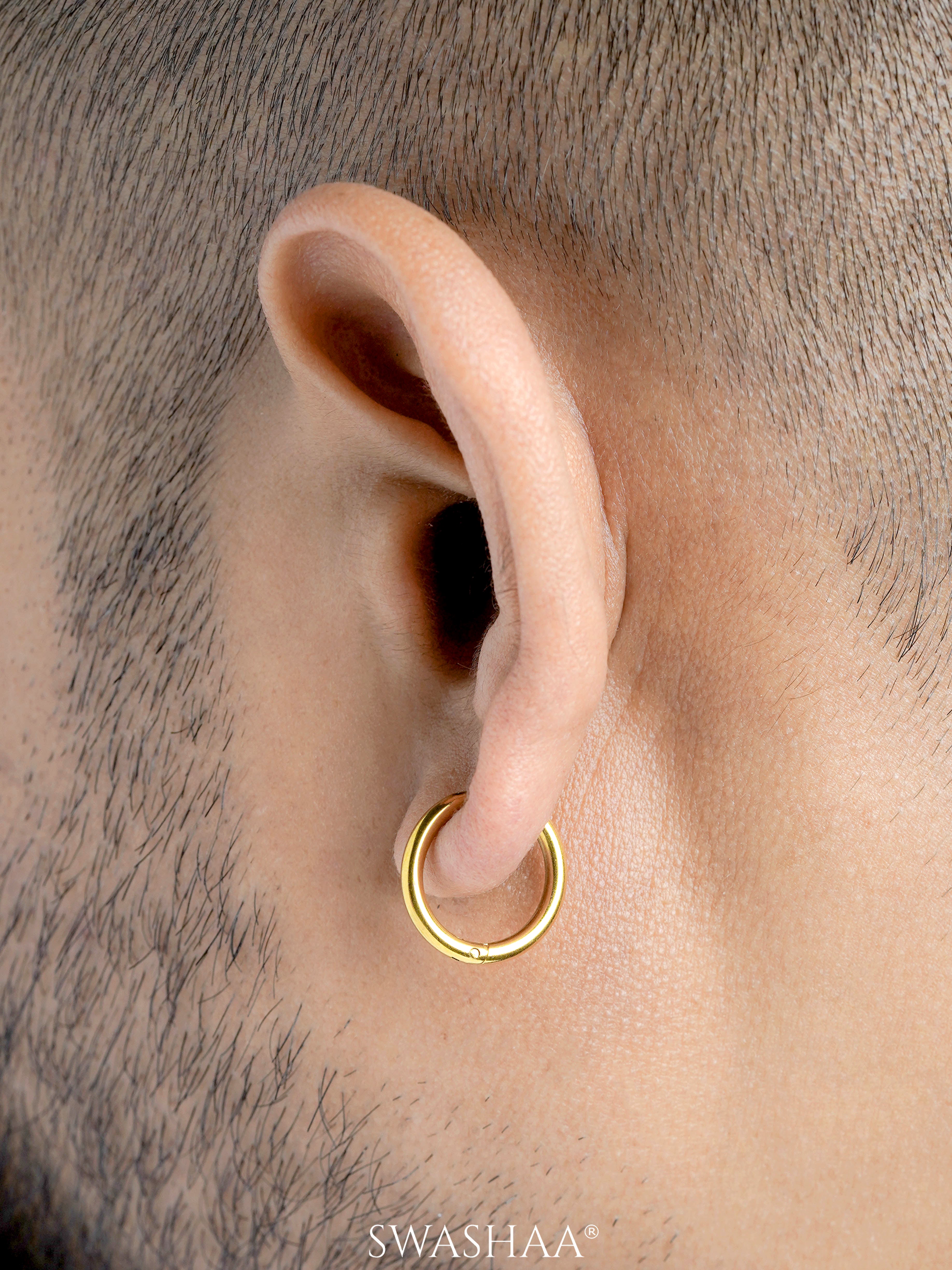 Elco 18K Gold Plated Men's Hoop Earrings