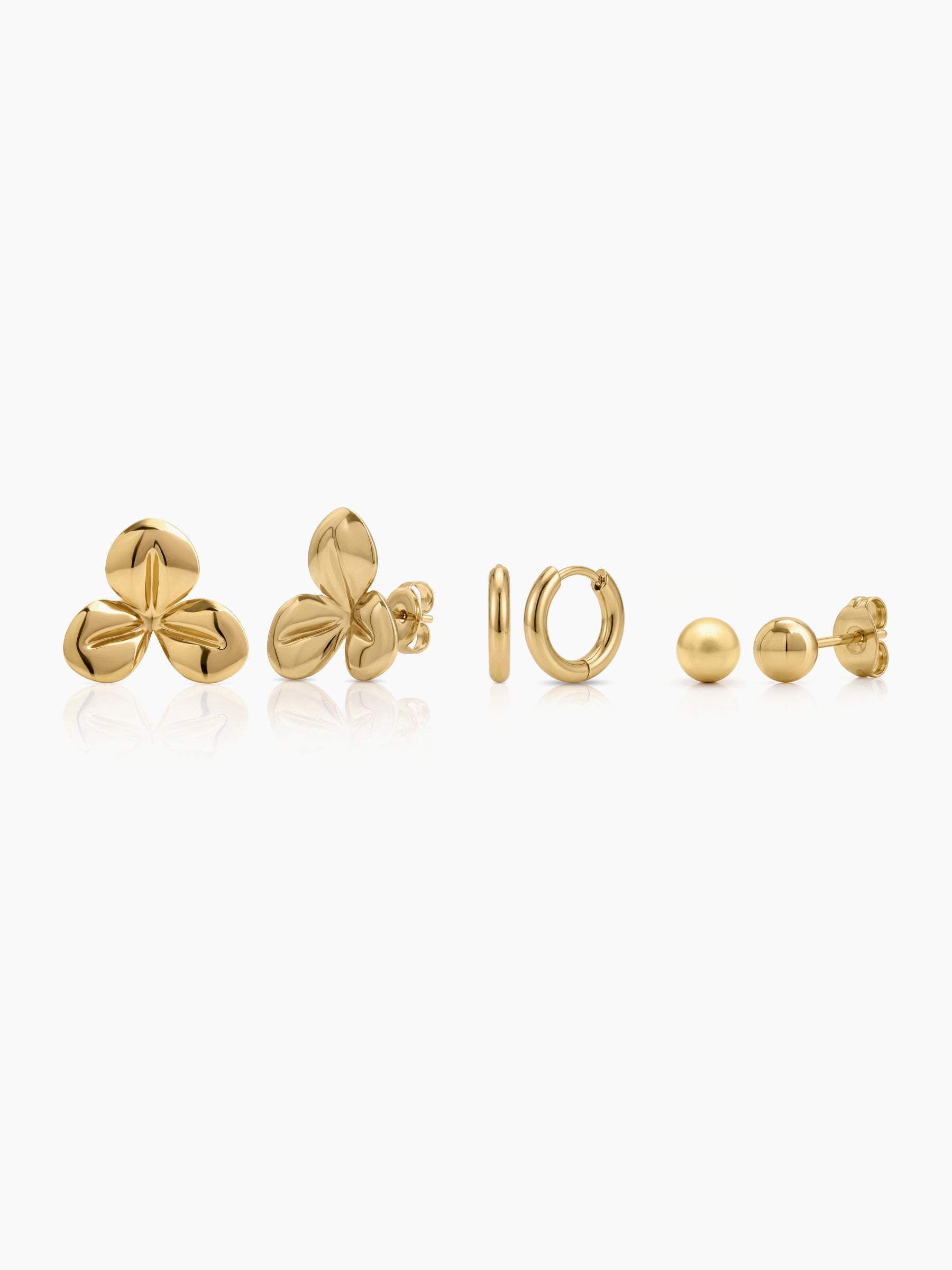 Elenka Beaded Floral 18K Gold Plated Women's Earring Set