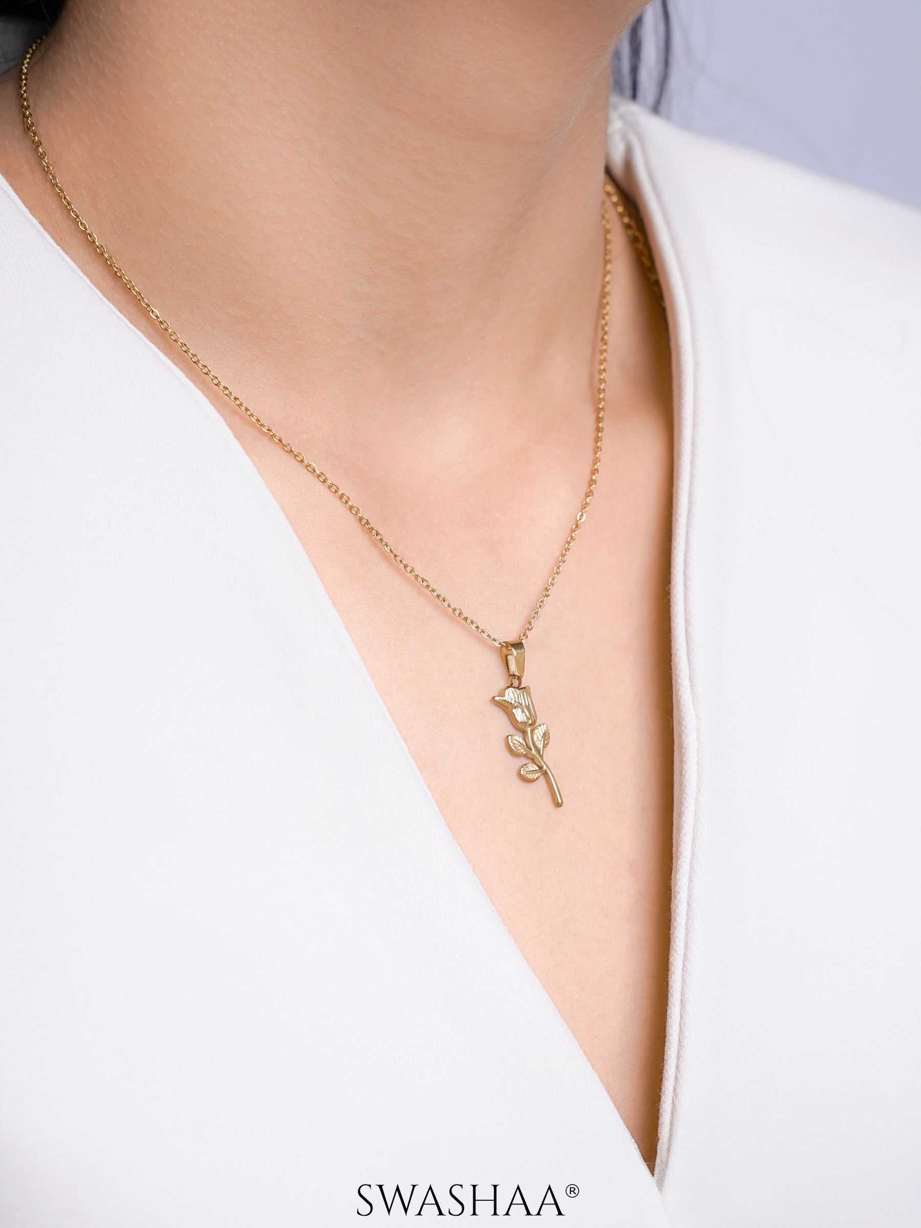 Elina Rose Charm Chain Pendant Necklace