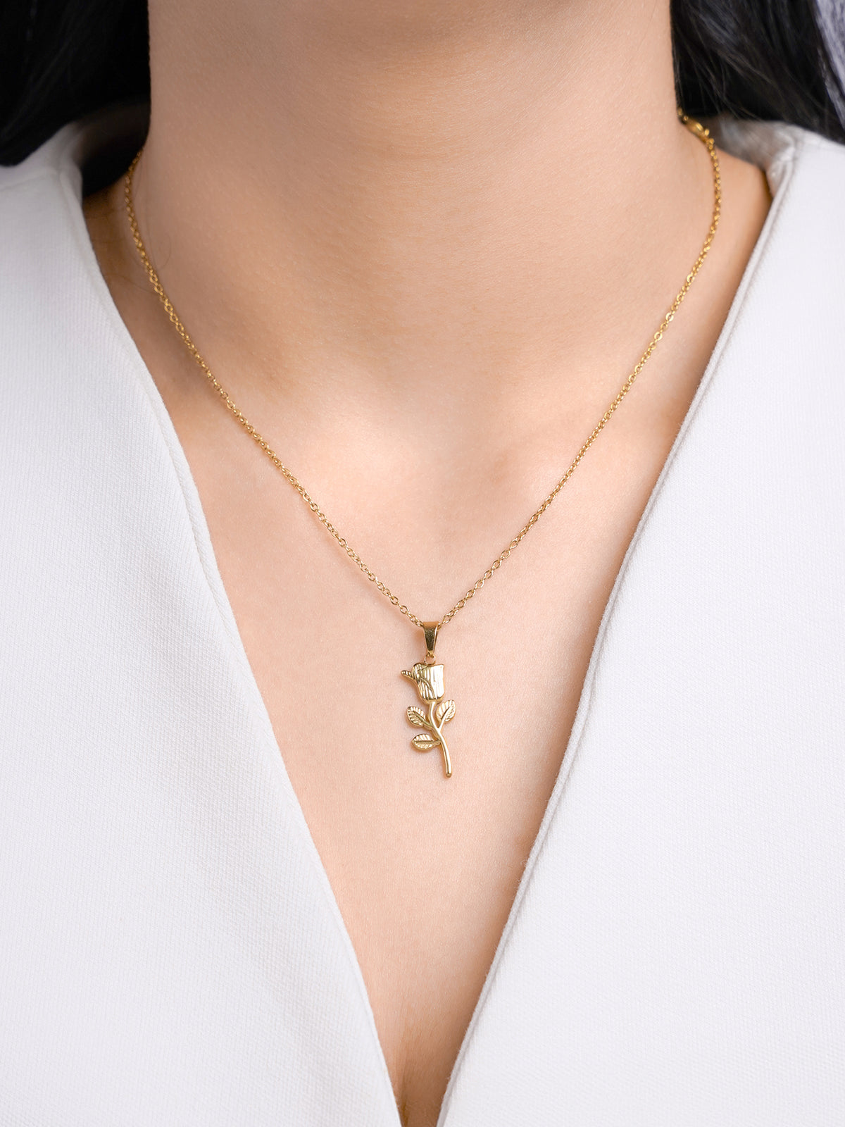 Elina Rose Charm Chain Pendant Necklace