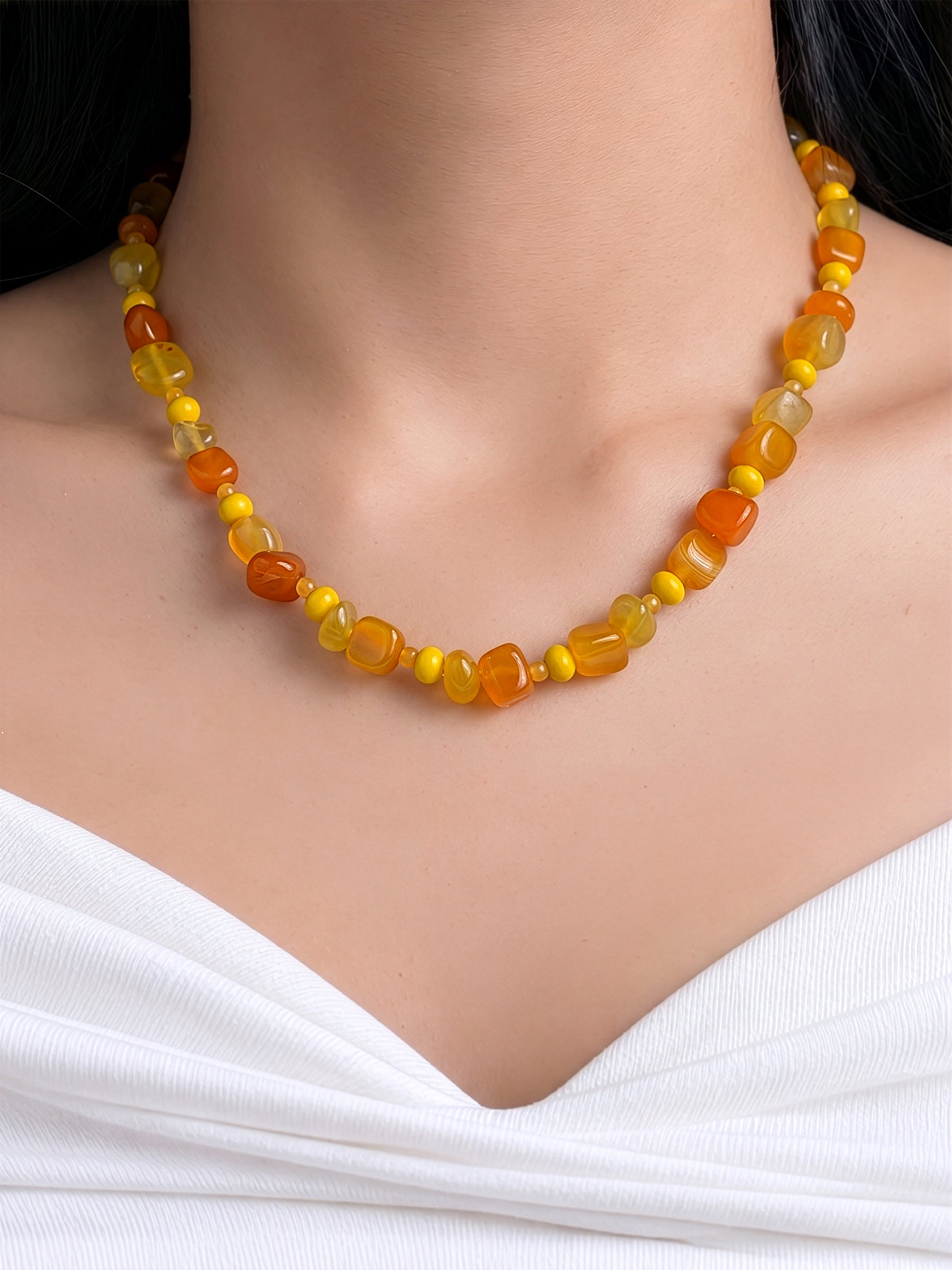 Elio Yellow Women’s Beaded Necklace