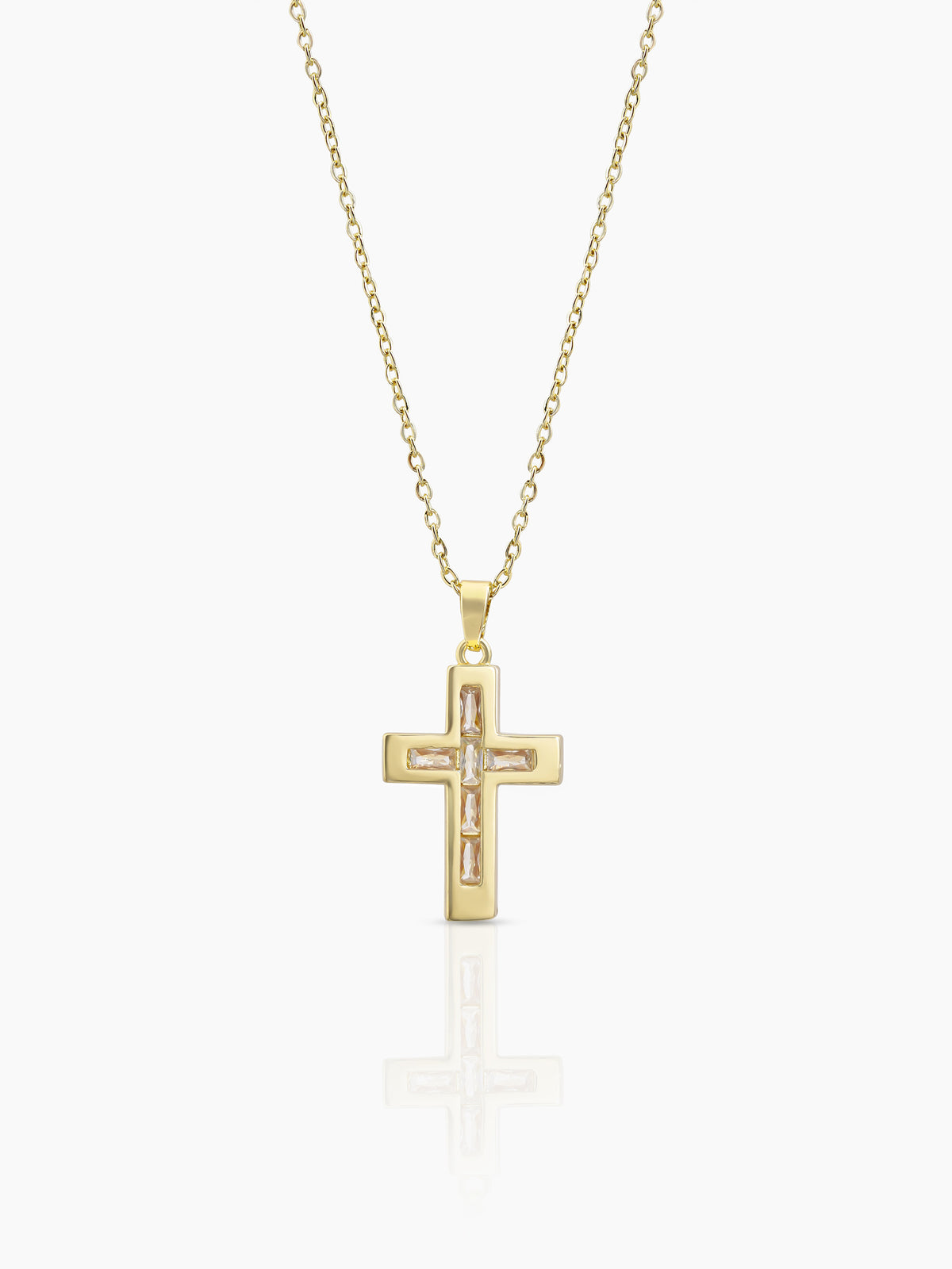 Elira Diamond Cross Baguette 14K Gold Necklace