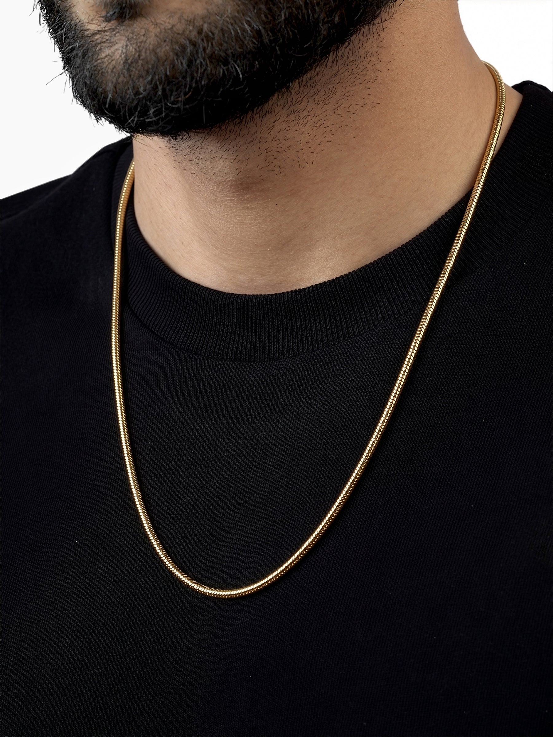 Elliot 18K Gold Plated Men's Round Snake Chain - Swashaa