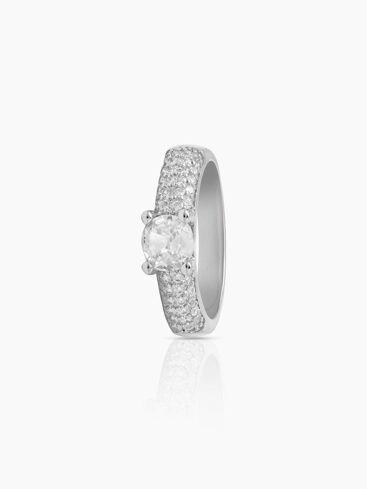 Elowyn Round-Cut Silver Diamond Solitaire Women's Ring