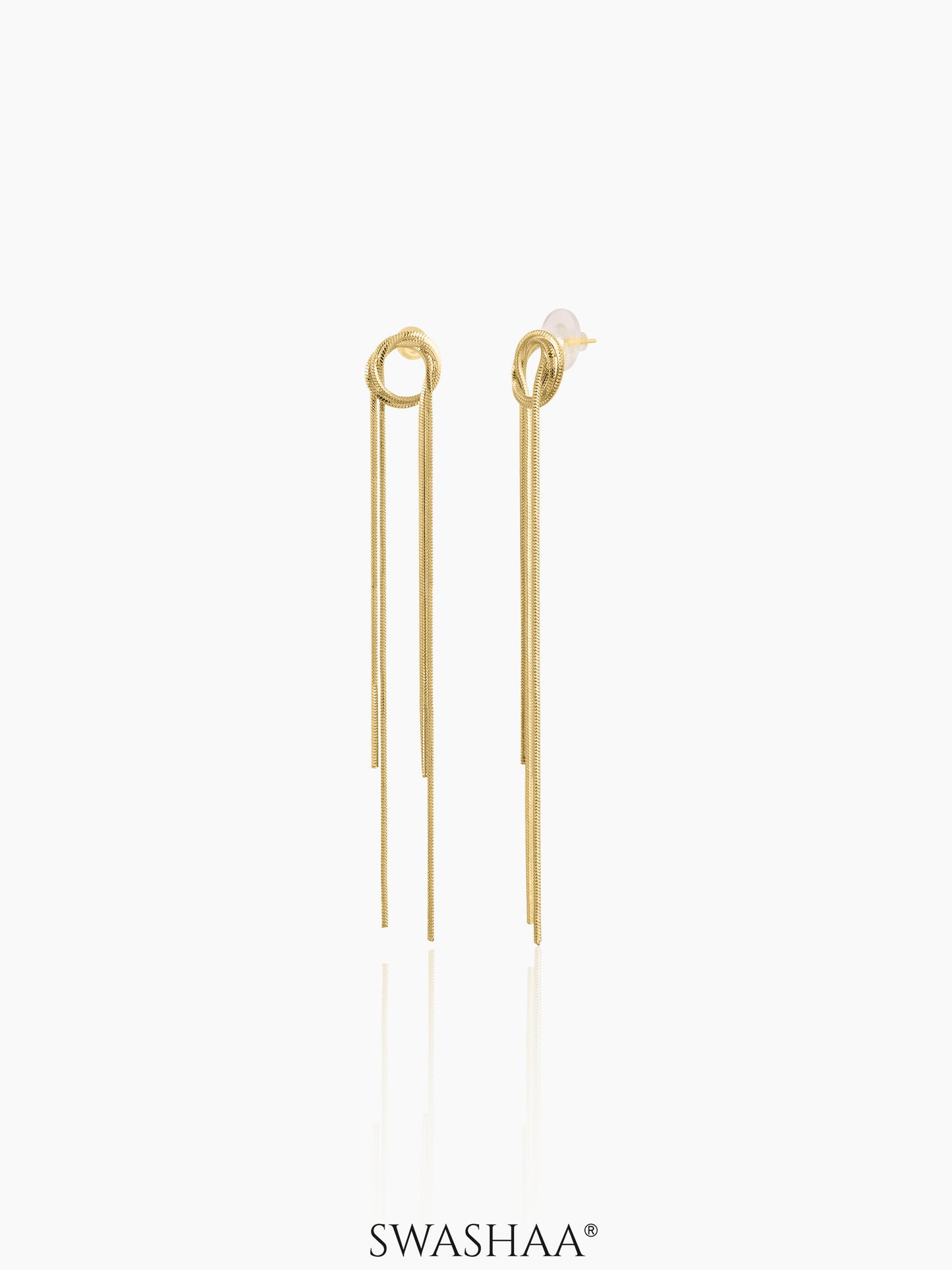 Elsa Thread Knot 18K Gold Plated Dangling Earrings