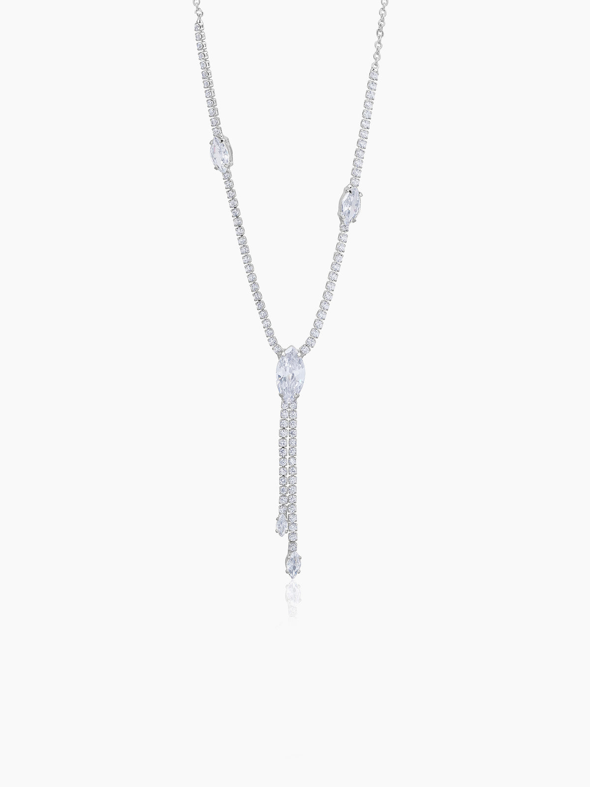 Elsie Oval Crystal Drop Y-shaped Chain Pendant Necklace