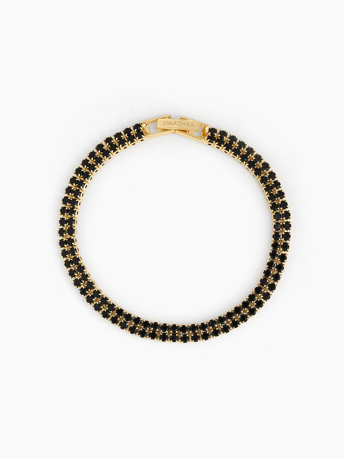 Elvra Black 18K Gold Plated Diamond Women's Tennis Loose Bracelet