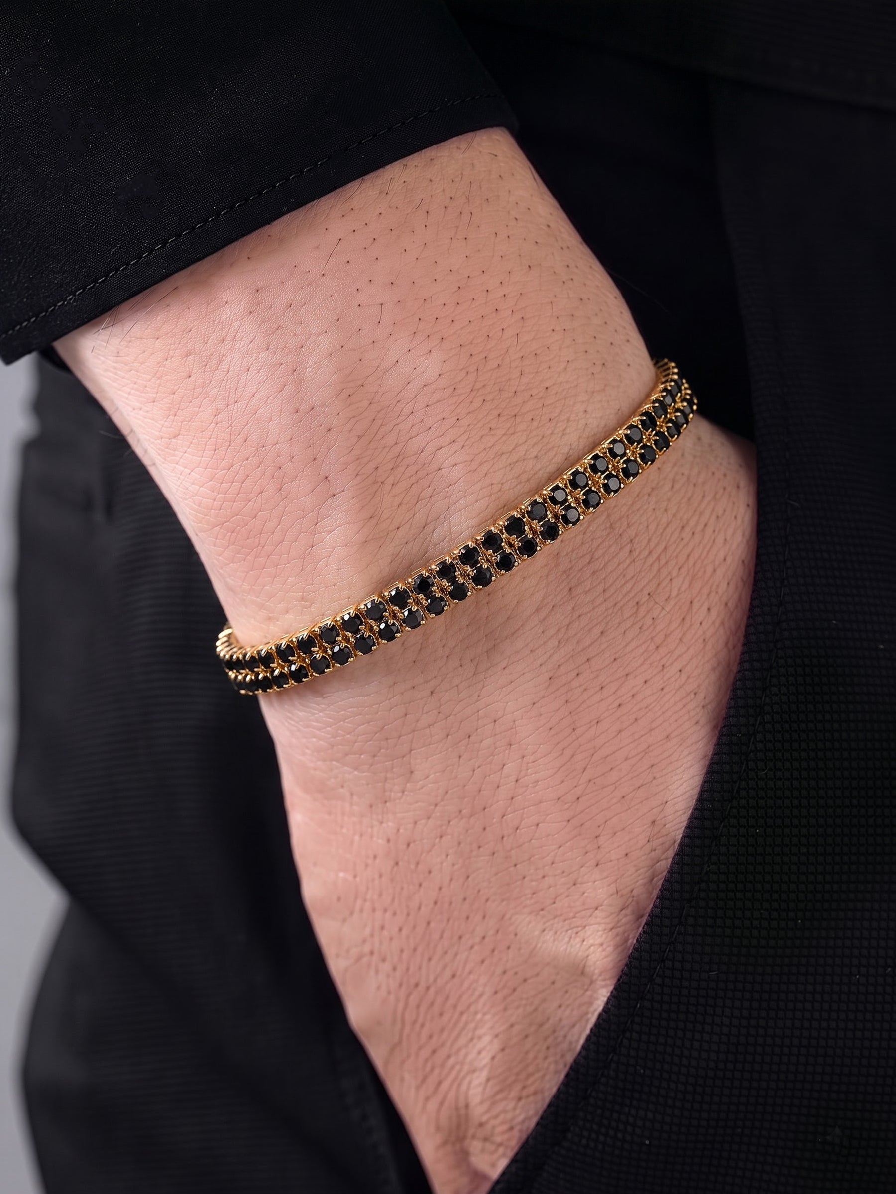 Elvra Black 18K Gold Plated Diamond Women's Tennis Loose Bracelet