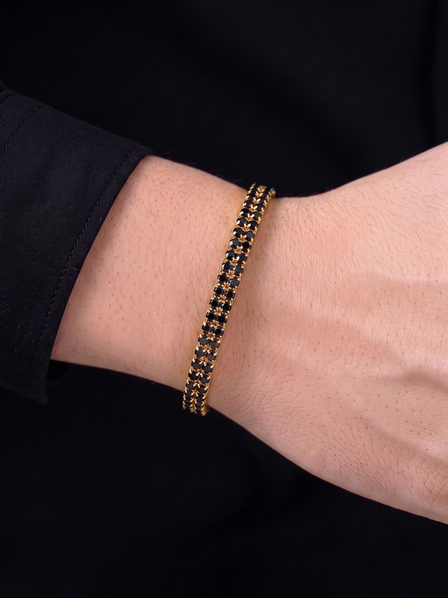 Elvra Black 18K Gold Plated Diamond Women's Tennis Loose Bracelet