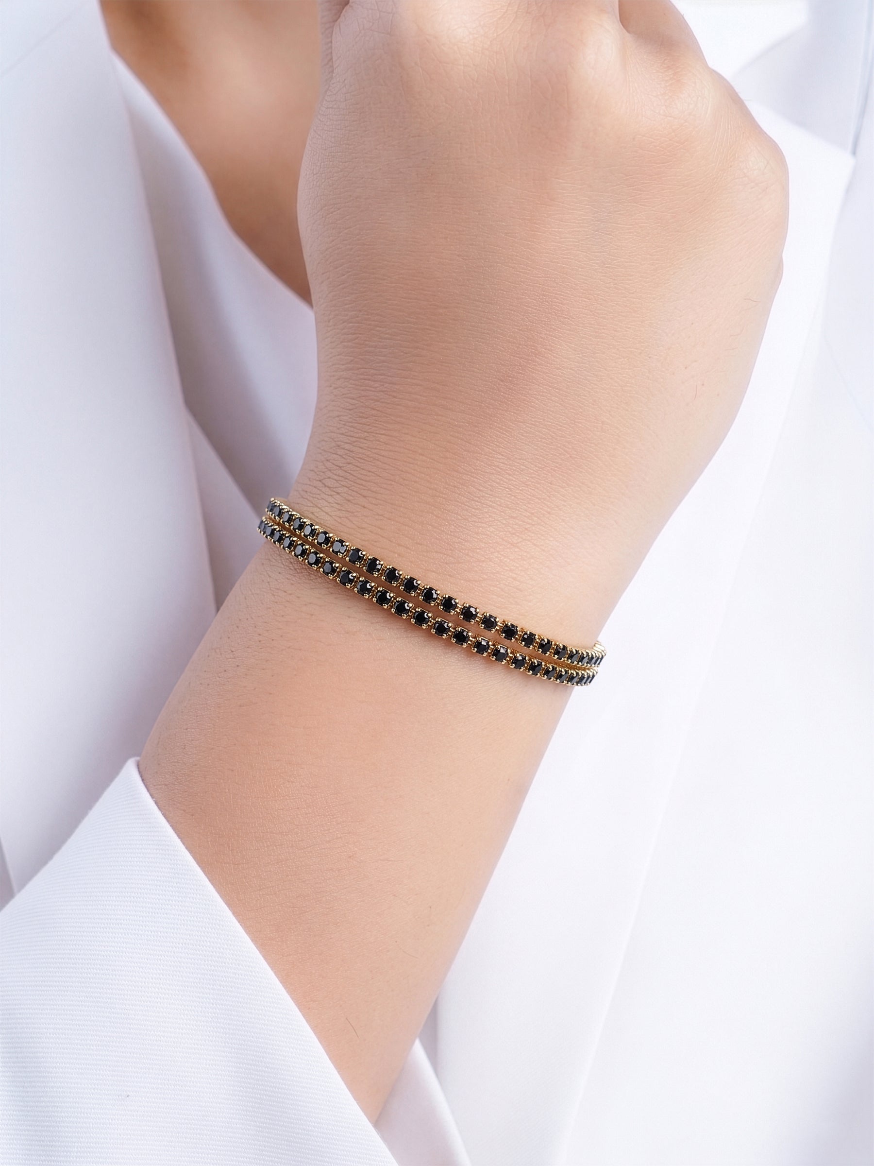 Elvra Black 18K Gold Plated Diamond Women's Tennis Loose Bracelet