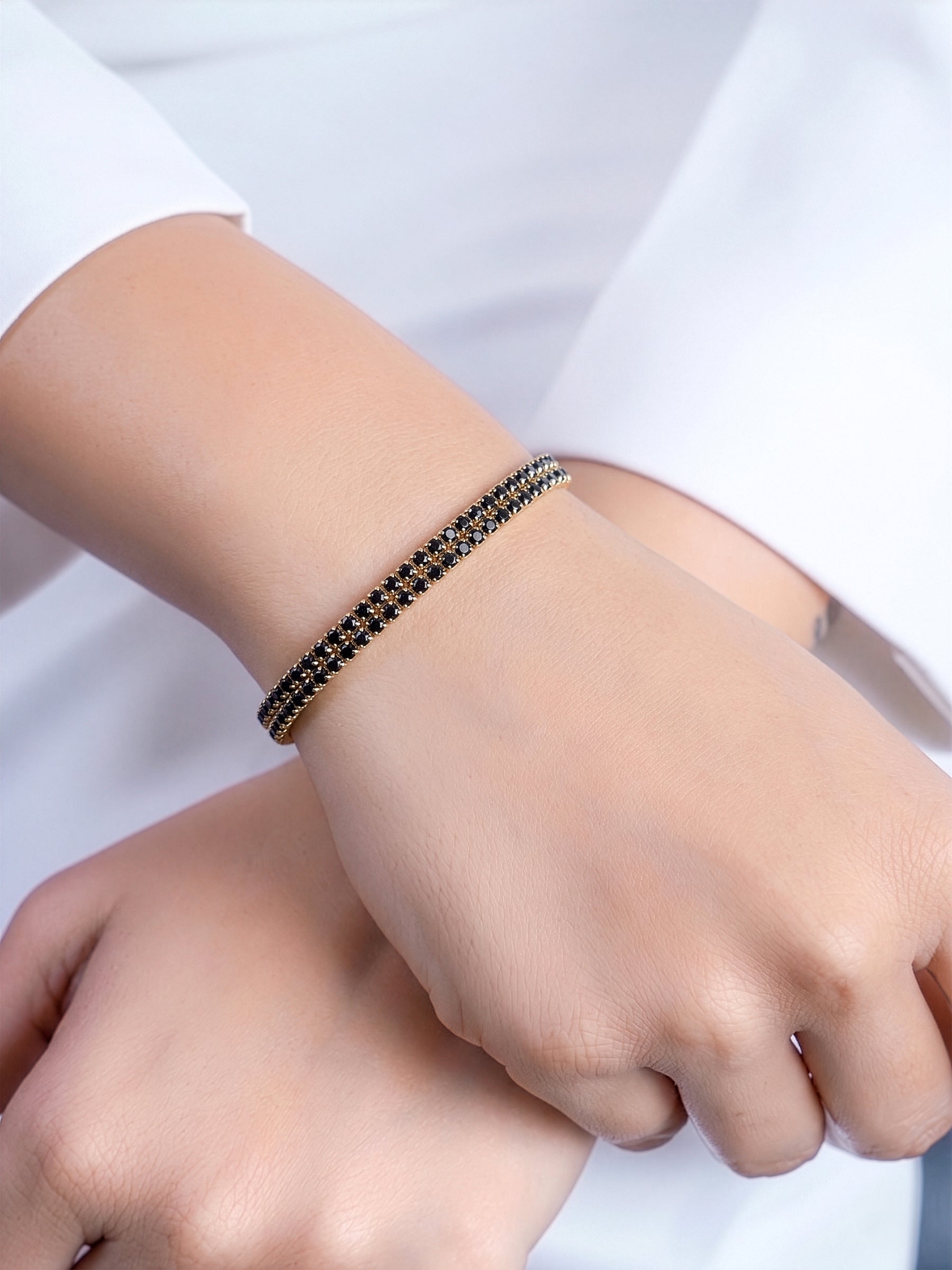 Elvra Black 18K Gold Plated Diamond Women's Tennis Loose Bracelet
