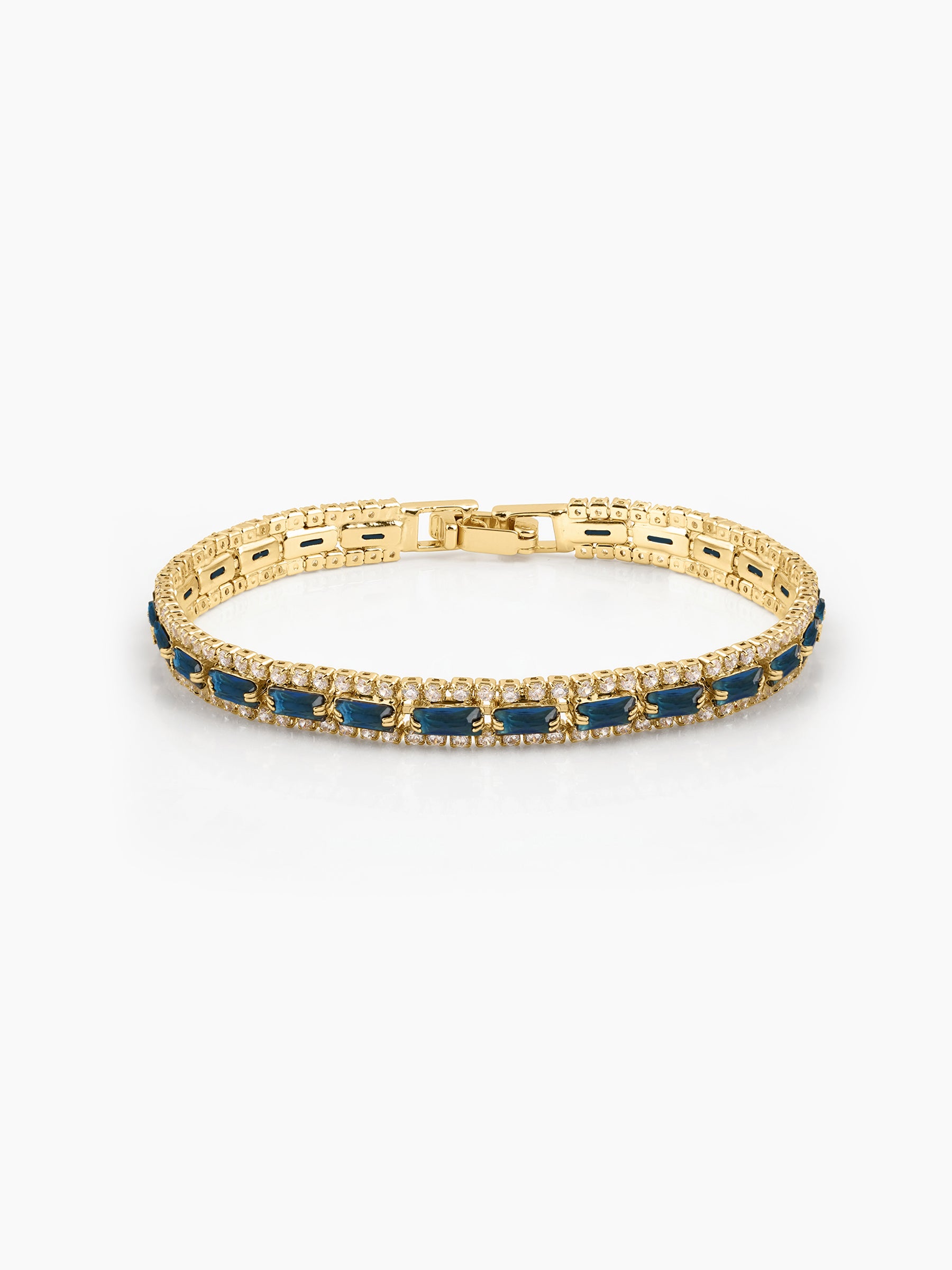 Elzira Blue 18K Gold Plated Diamond Women's Tennis Loose Bracelet