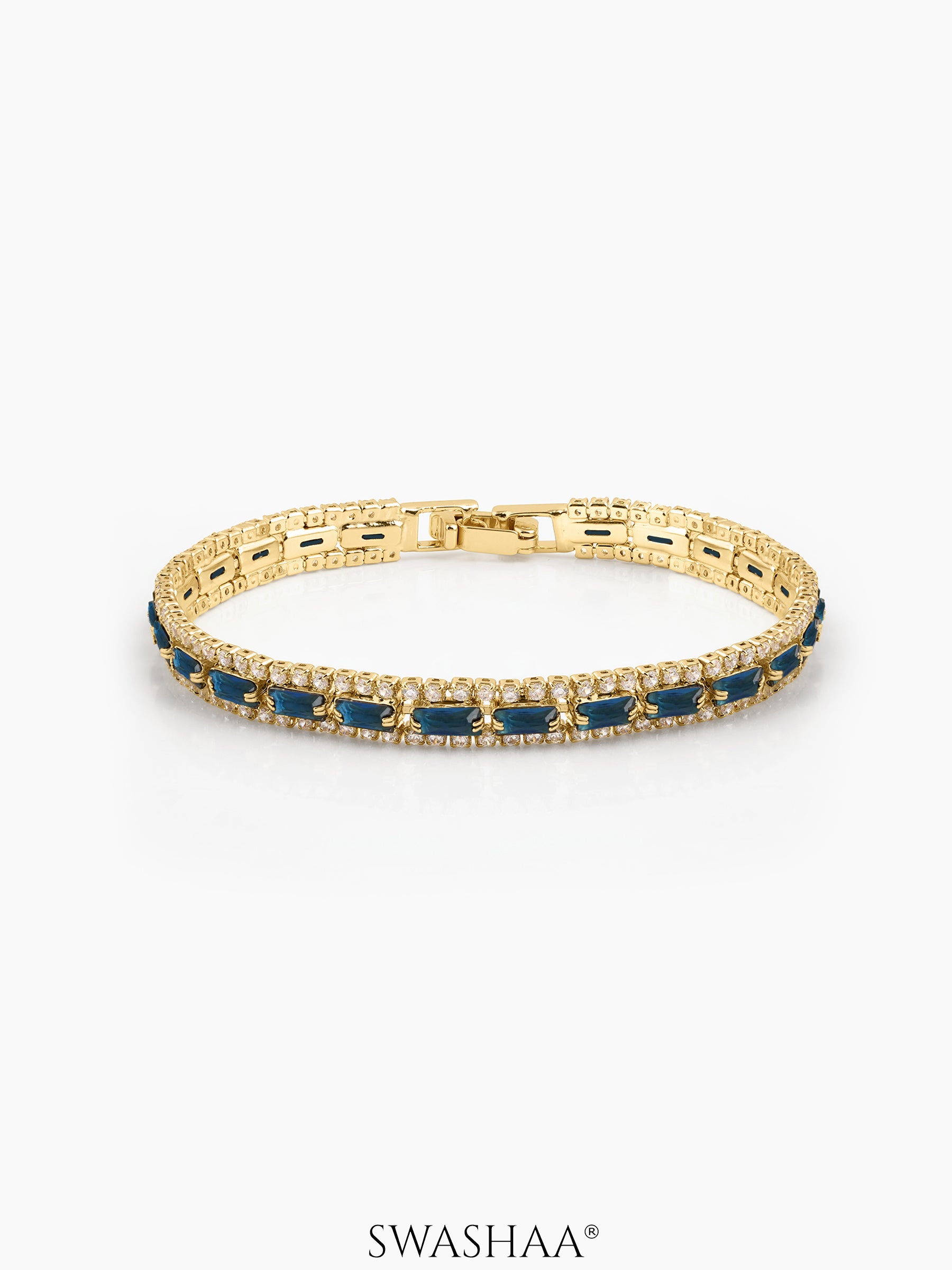 Elzira Blue 18K Gold Plated Diamond Women's Tennis Loose Bracelet