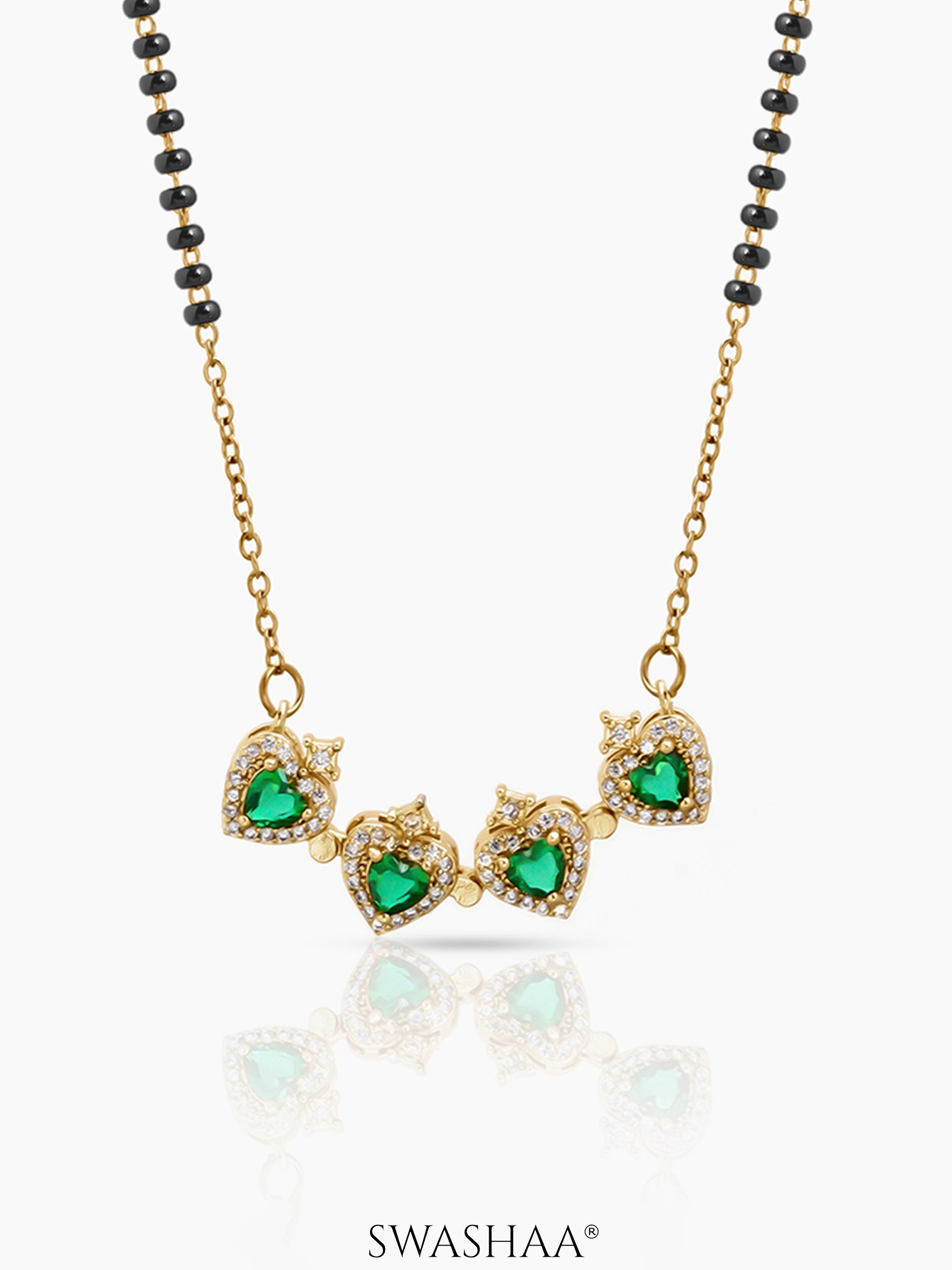 Emerald Shiny Clover Mangalsutra