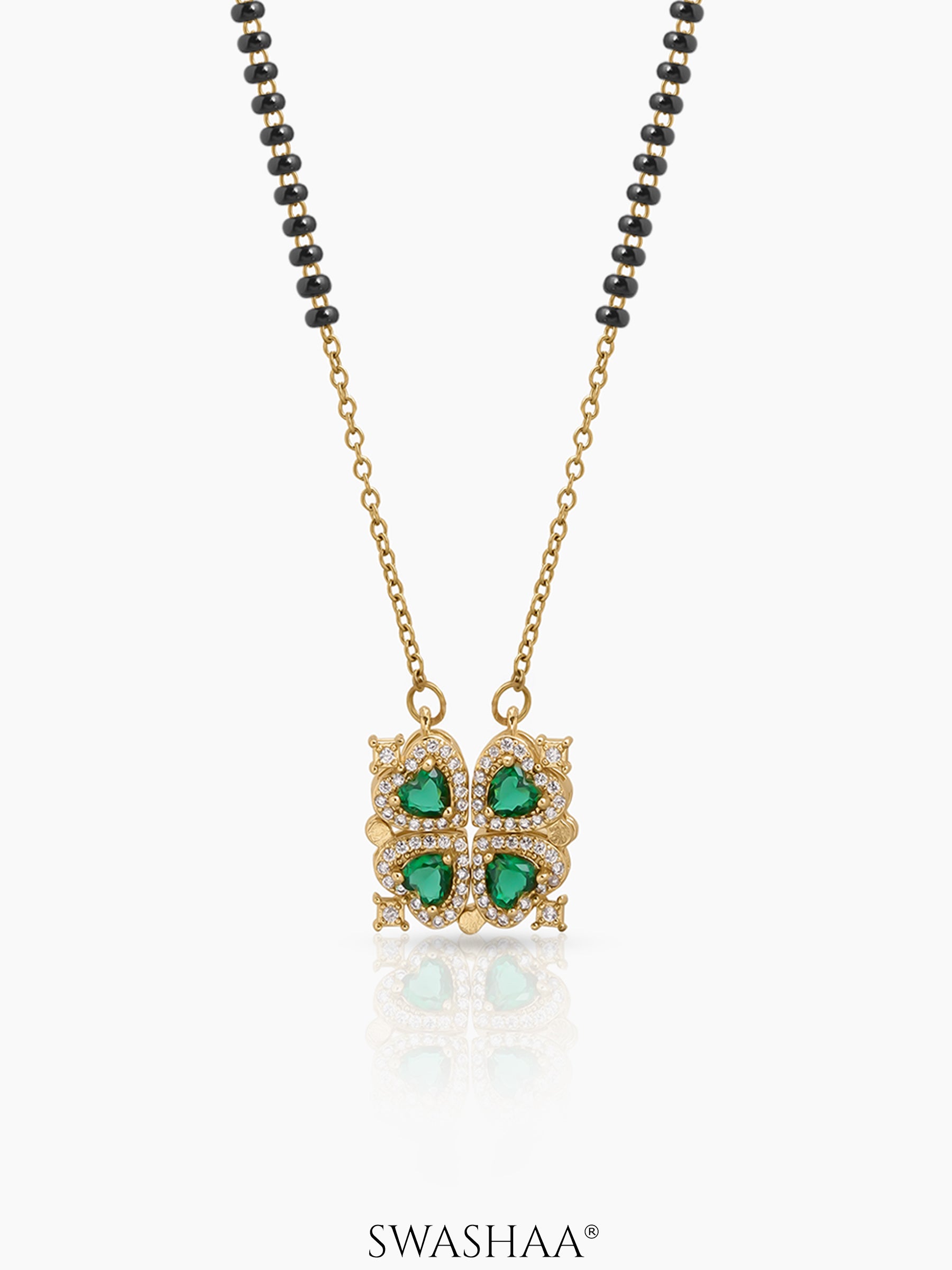 Emerald Shiny Clover Mangalsutra
