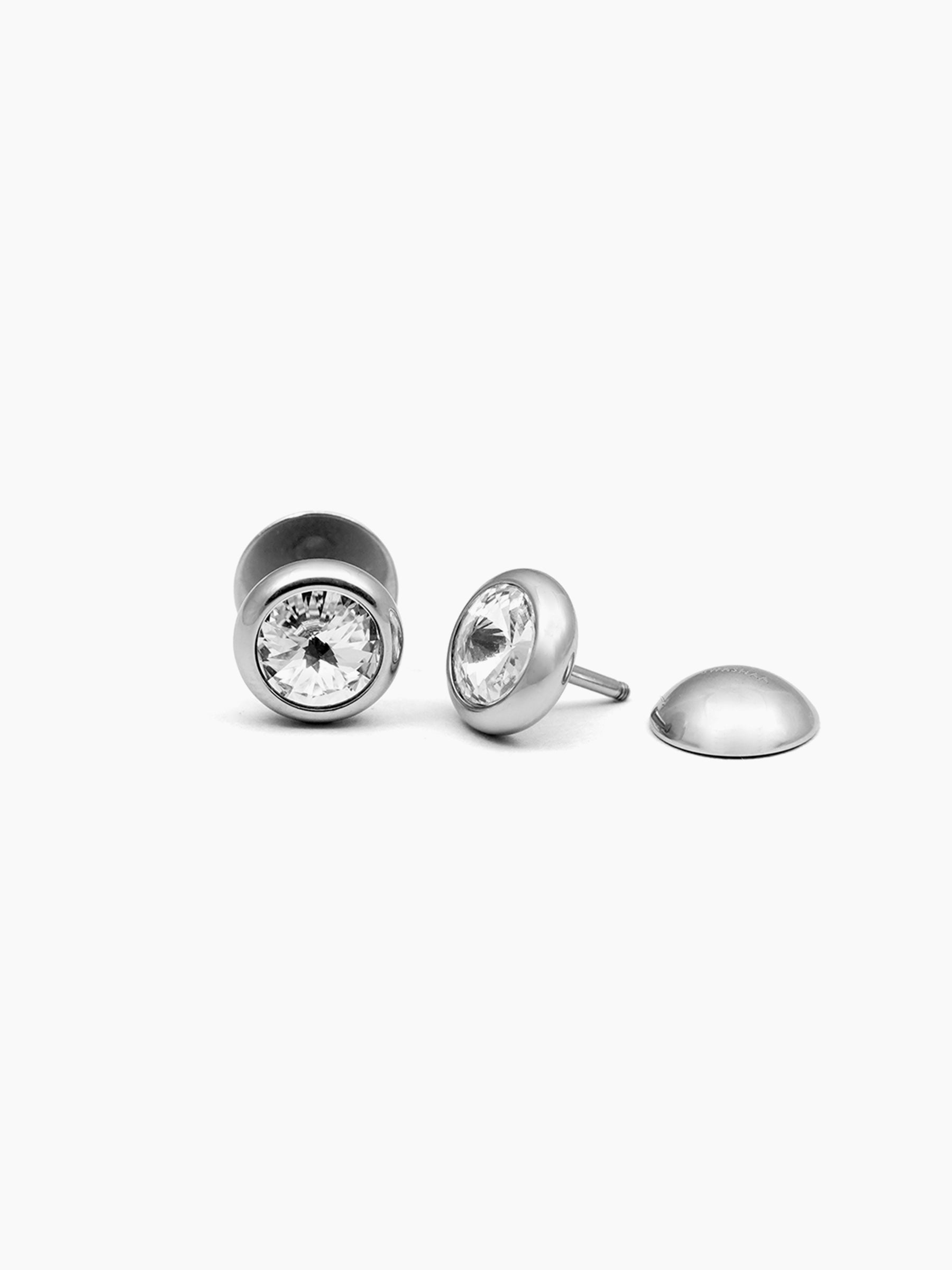 Emo Solitaire Silver Men's Studs Earrings