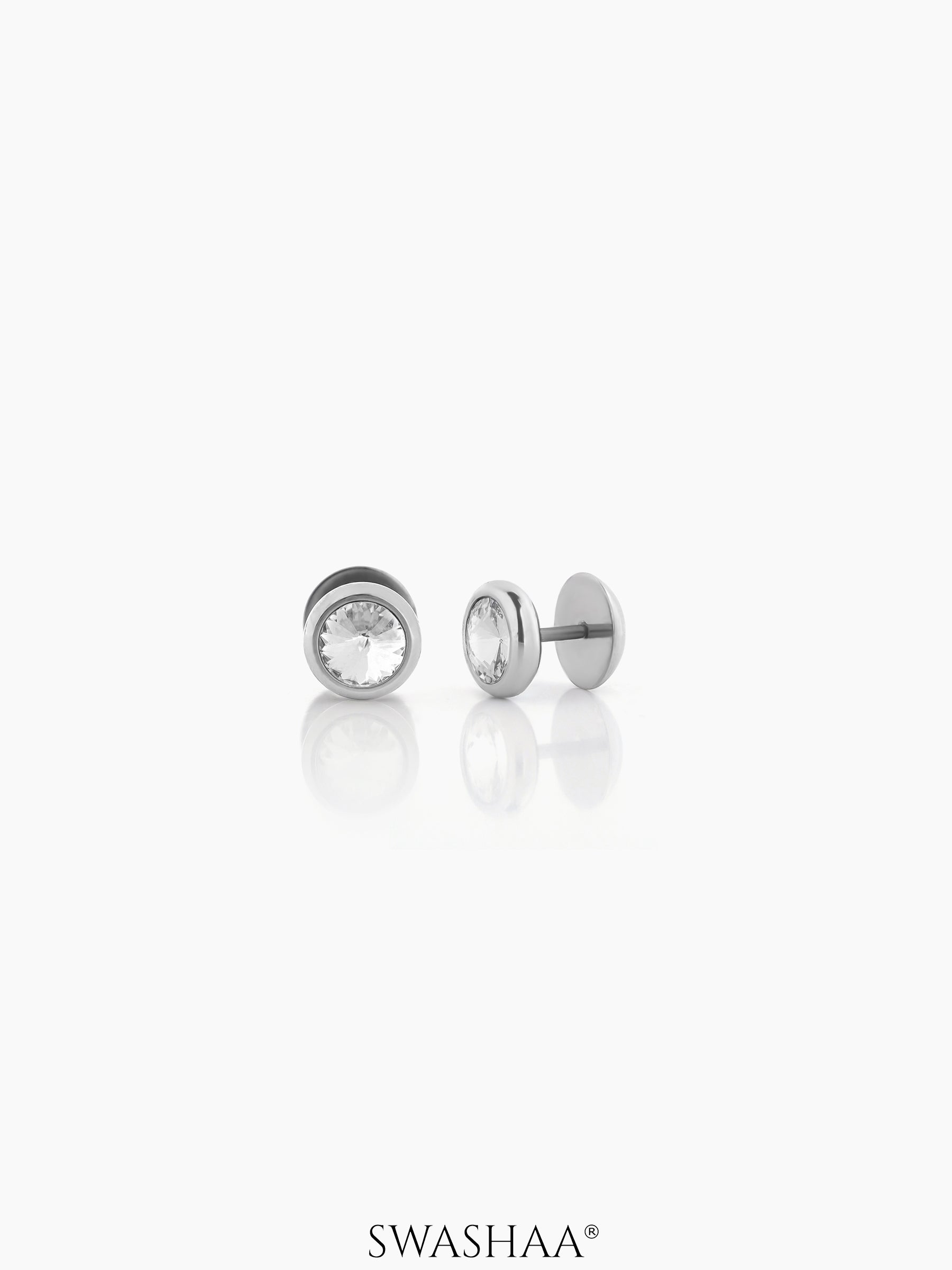 Emo Solitaire Silver Men's Studs Earrings