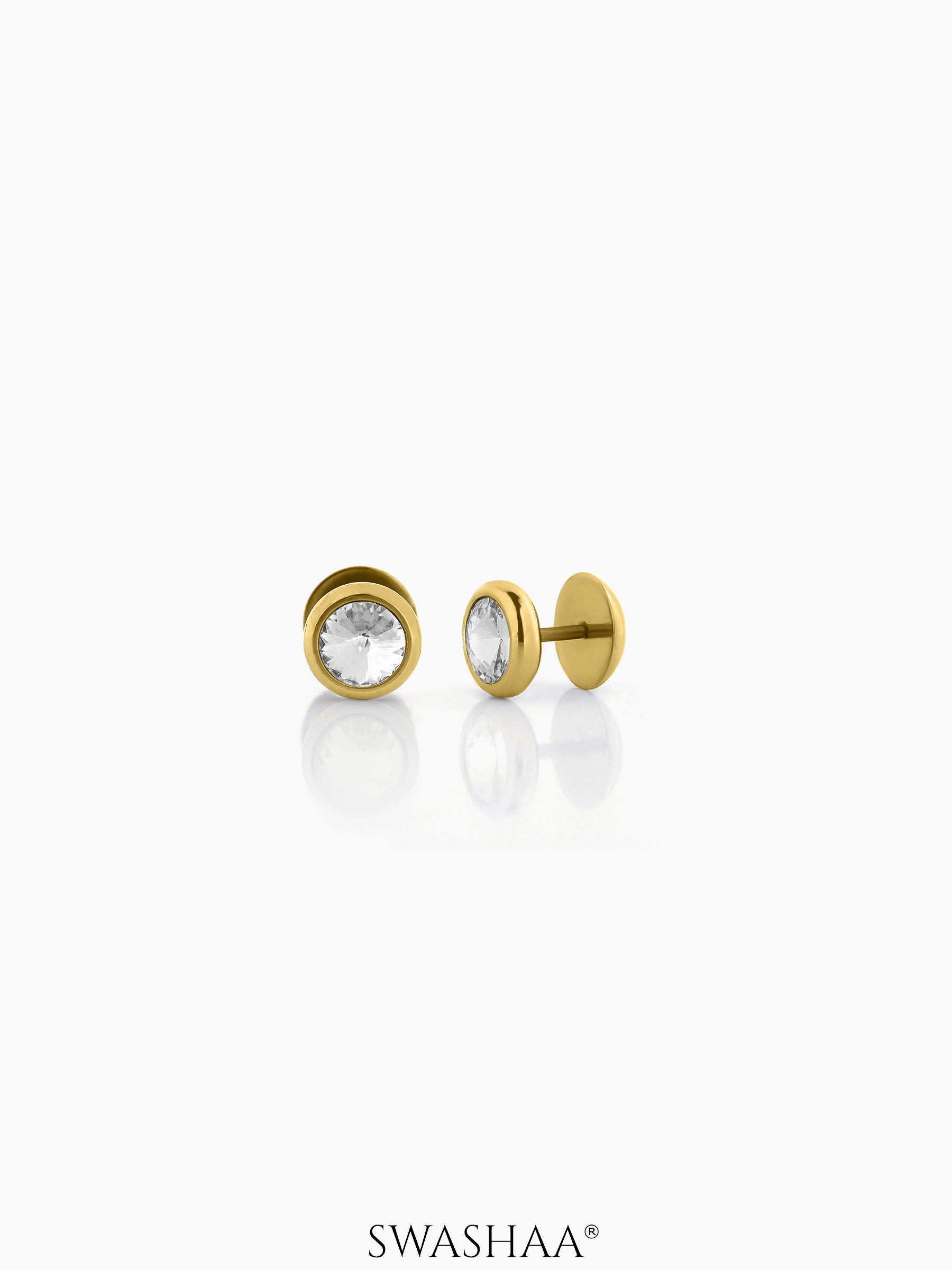Emo Solitaire 18K Gold Plated Men's Studs Earrings