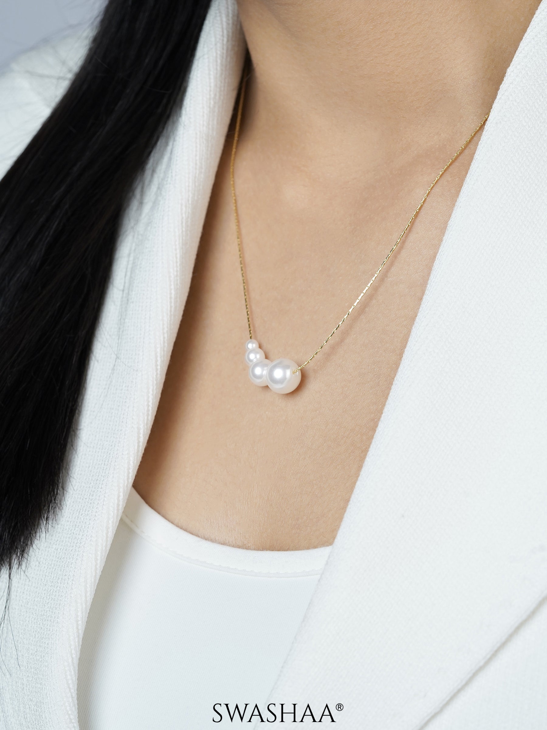 Erika Pearls Charm 18K Gold Plated Necklace