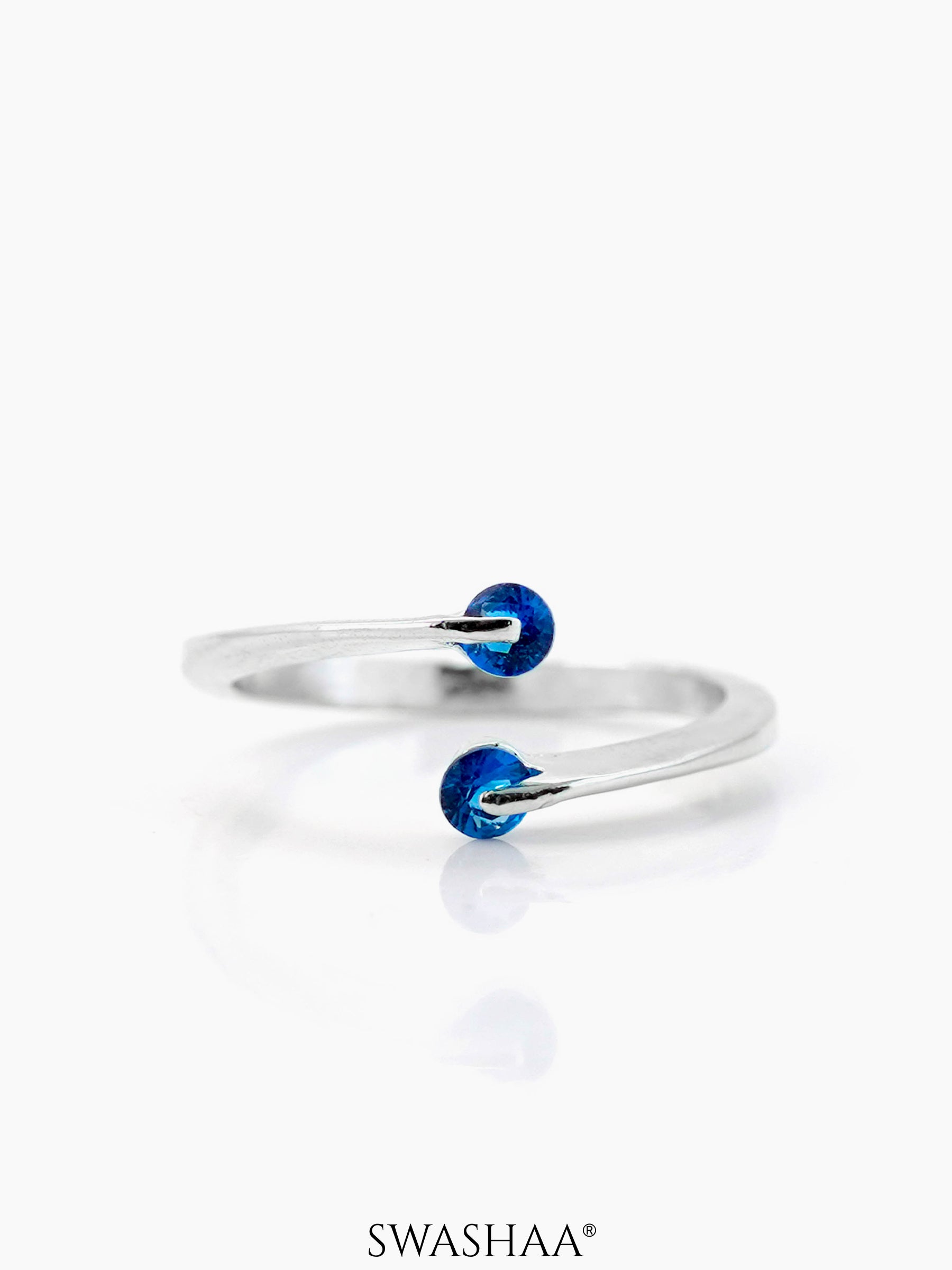 Evan Solitaire Blue Silver Ring