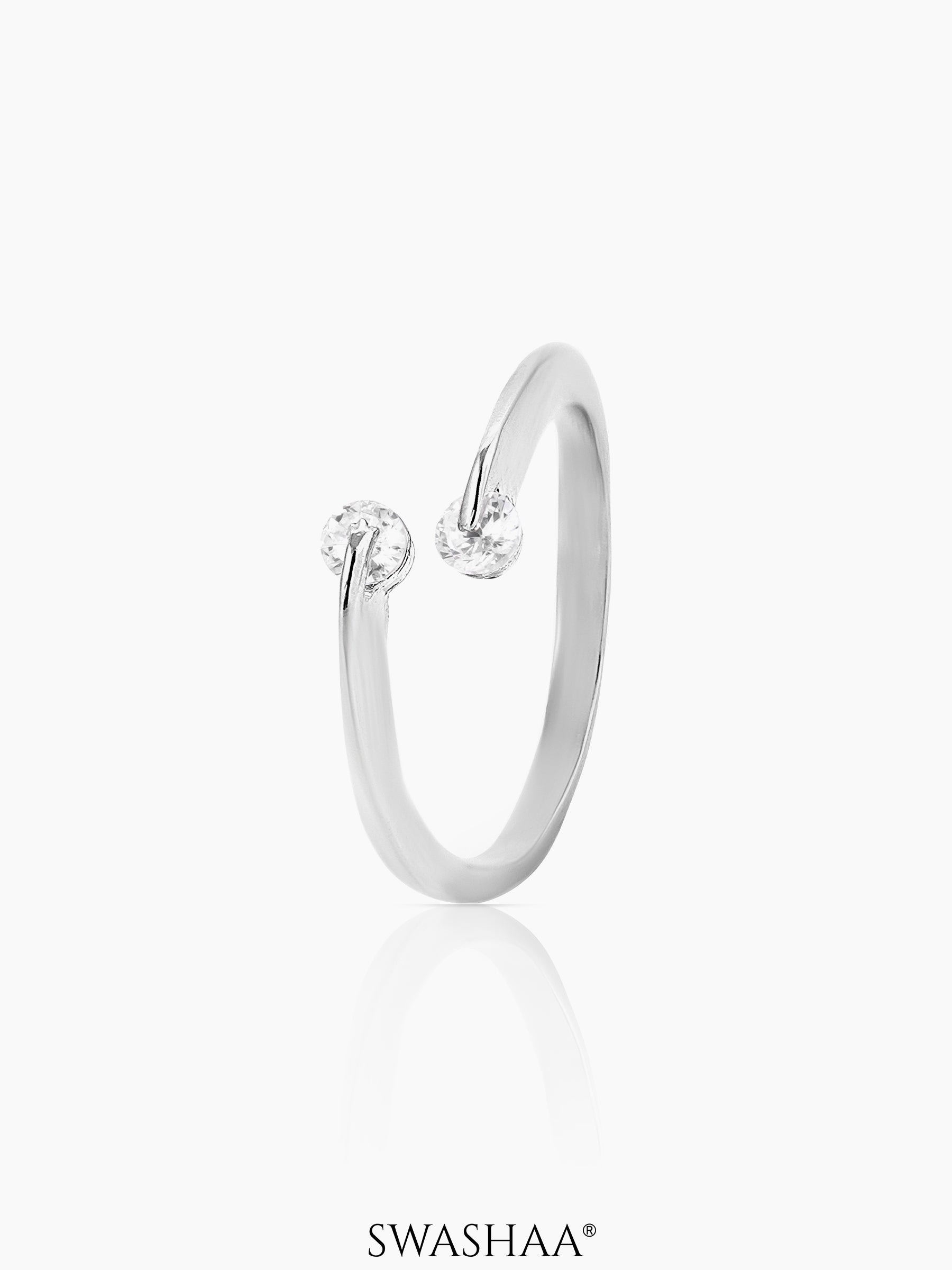 Evan Solitaire White Silver Ring