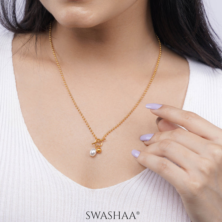 Evie Pearl 18K Gold Plated Necklace