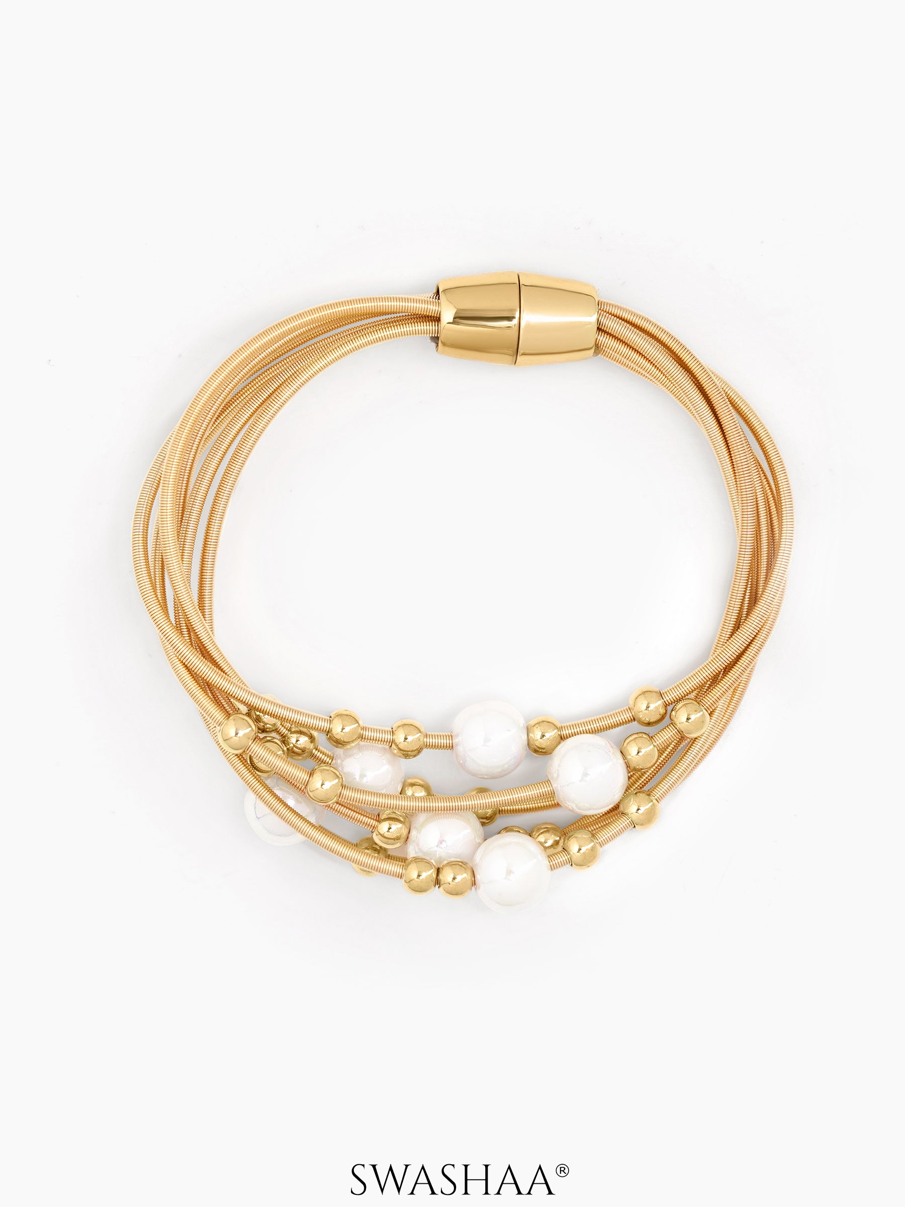 Eviora Pearl Layered Chain Bracelet - Swashaa